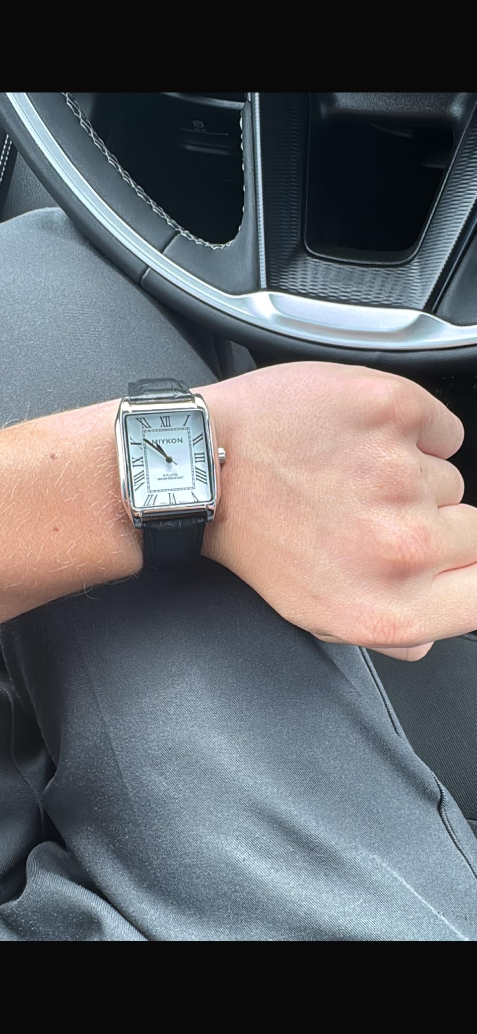 Miykon Men Vintage Tank Dress Watch, Genuine Leather Strap, Water Resistant customer photo 1