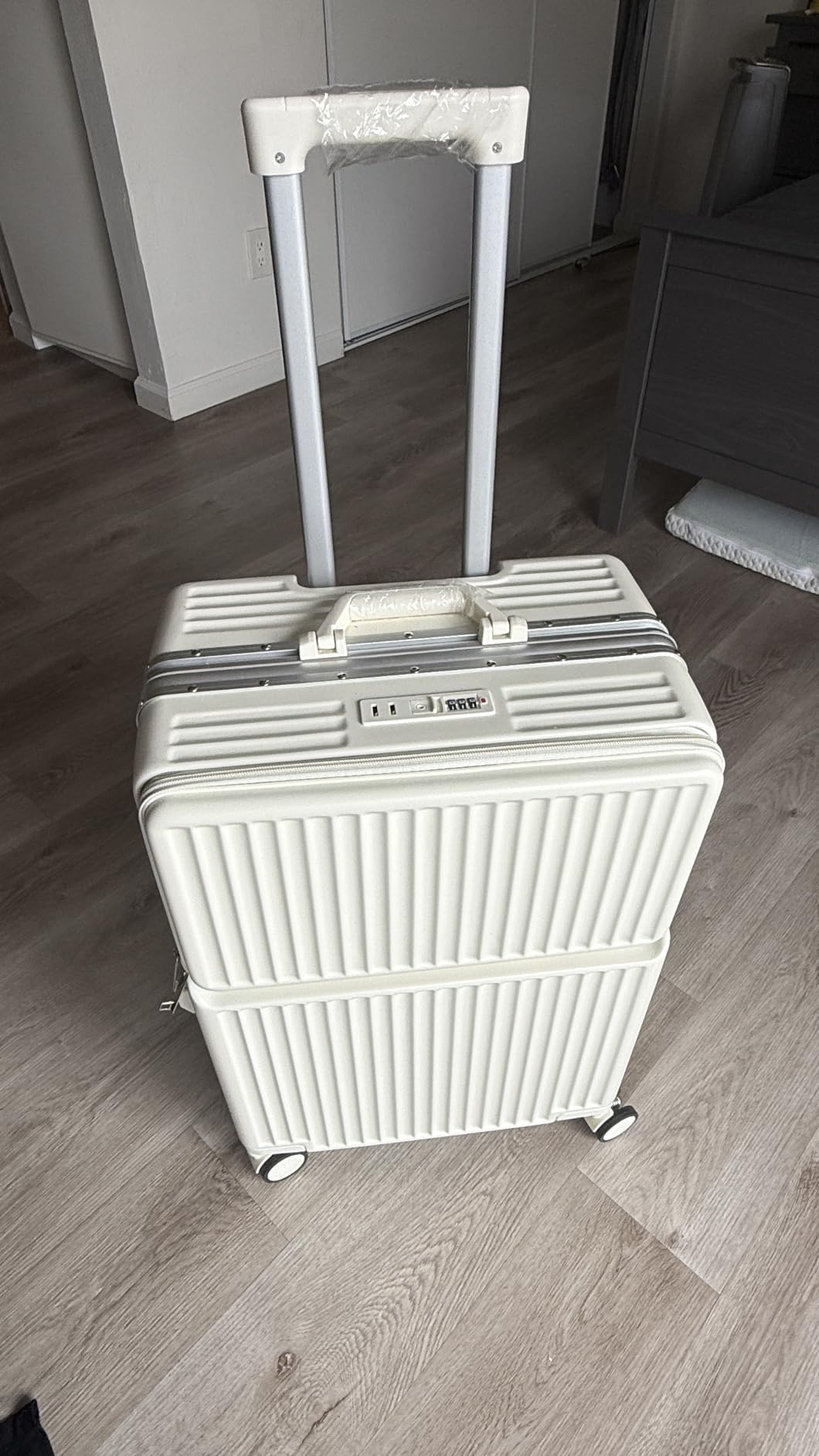 Carry on suitcase Zipperless Luggage,Polycarbonate Aluminum Hard Shell, Expandable Carry-On Suitcase with Spinner Wheels, 20 Inch Cabin customer photo 2