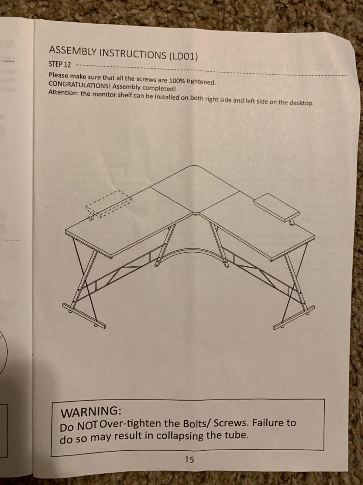 Mr IRONSTONE Gaming Desk with LED Lights, L Shaped Desk Corner with Cup Holder & Headphone Hook, Computer Desk Home Office Desks with Large Monitor Stand, Carbon Fiber Surface, Black 51 Inch customer photo 2