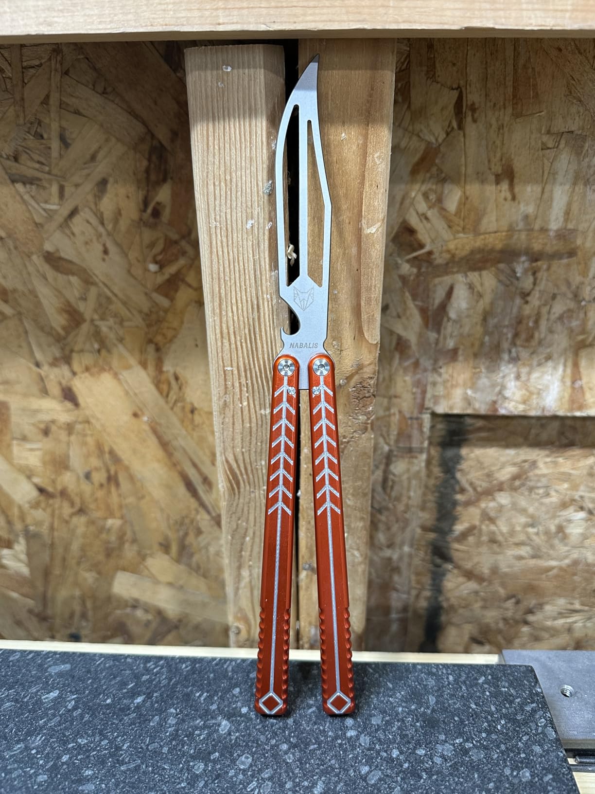 Nabalis X Will Hirsch Vulp Knife Balisong Trainer 6061 Aluminum Channel Handle With Zen Pins, Vulp-Red customer photo 2