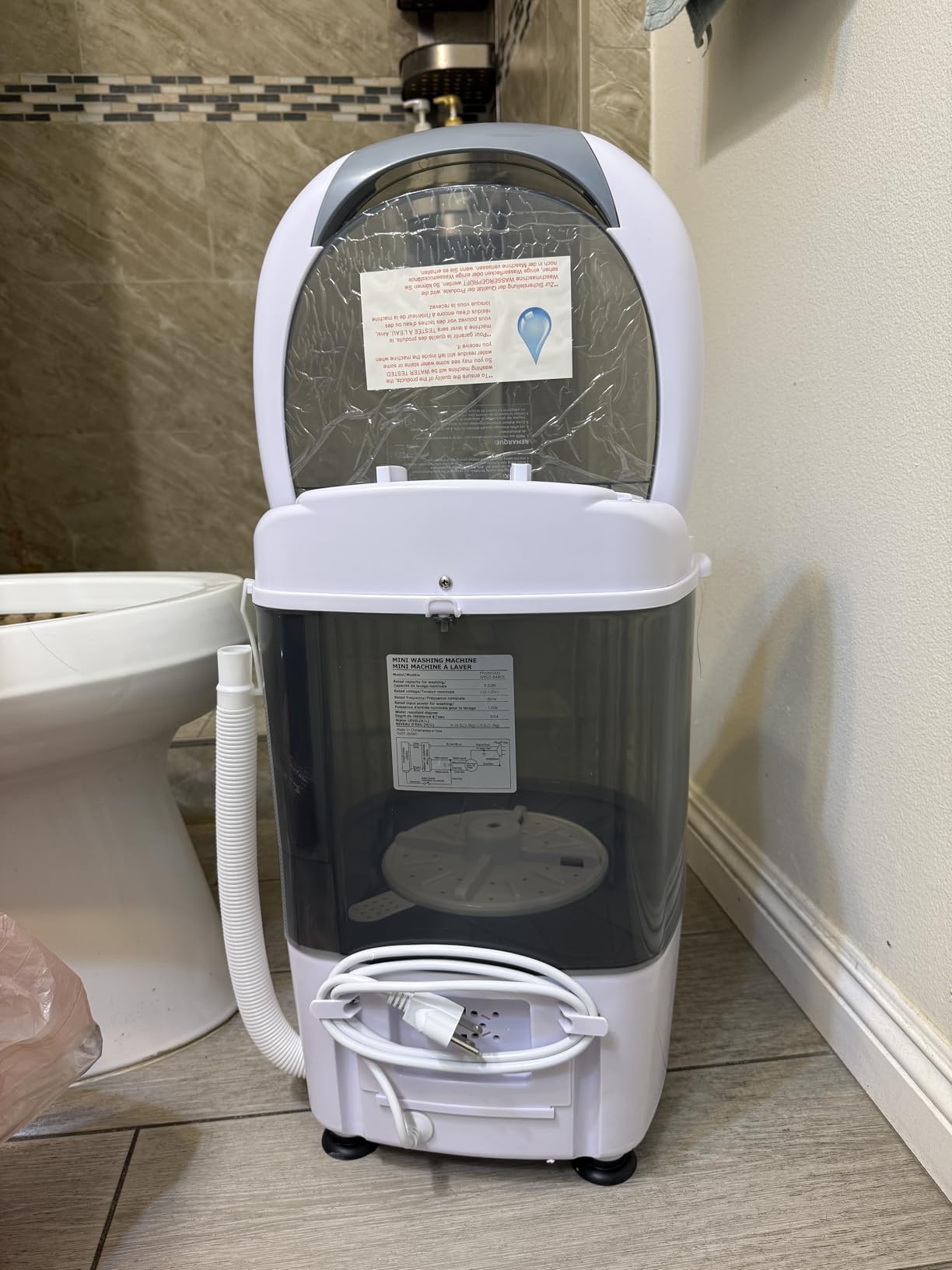 COSTWAY Mini Portable Washing Machine, 5.5 lbs Capacity, Compact Laundry Washer with Spin Tub & Drain Hose, Perfect for Apartment Dorms RV Home (Grey) customer photo 1