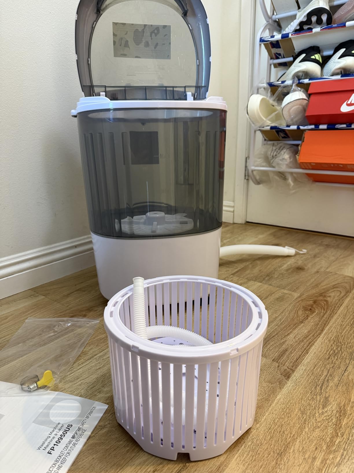 COSTWAY Mini Portable Washing Machine, 5.5 lbs Capacity, Compact Laundry Washer with Spin Tub & Drain Hose, Perfect for Apartment Dorms RV Home (Grey) customer photo 2
