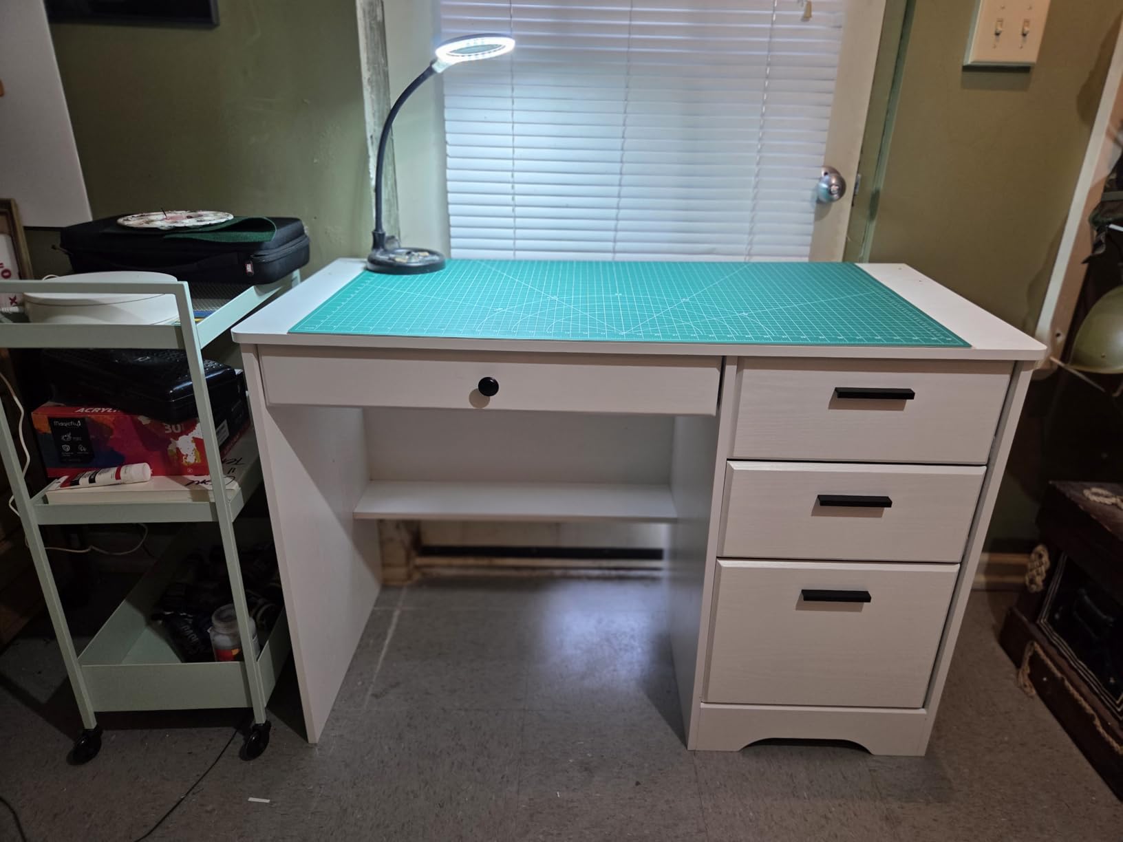 4 EVER WINNER Small Desk with Drawers for Small Spaces, 44'' Computer Desk with File Cabinet & Monitor Stand, Wood Writing Desk for Bedroom, Living Room, Off White customer photo 2