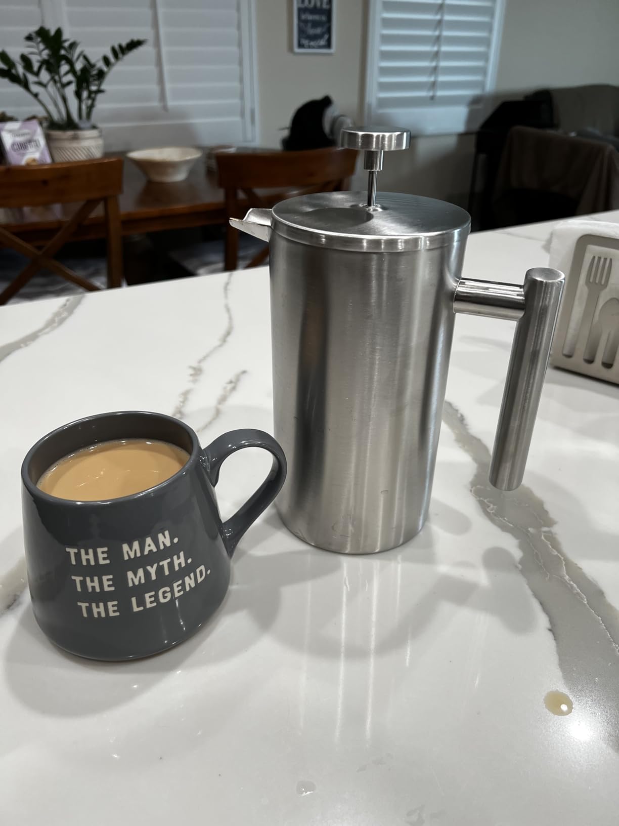 French Press 34 oz, Full Stainless Steel French Press Coffee Maker 4 Cups | Upgraded Double-Walled Insulated French Coffee Presses, Food Grade Good for Kitchen Camping, Dishwasher Safe 2 More Filters customer photo 2