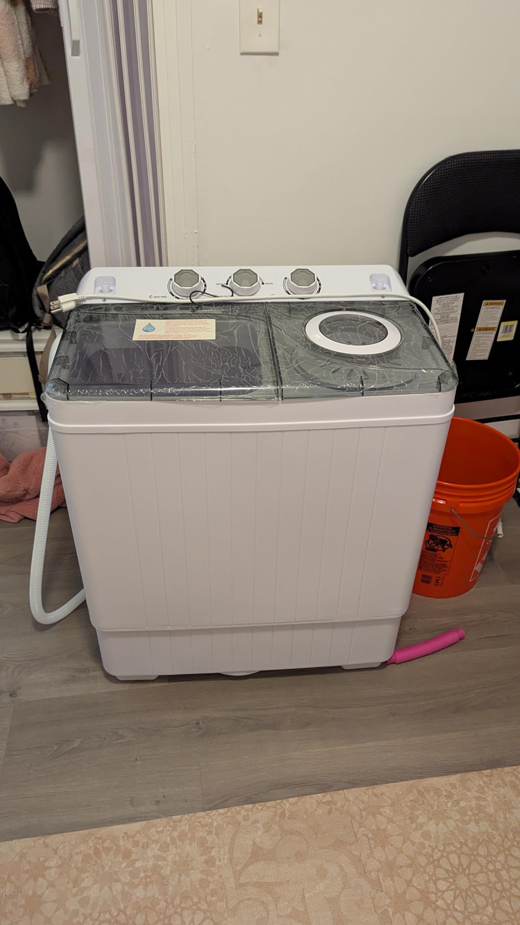 COSTWAY Portable Washing Machine, 2-in-1 Twin Tub 26lbs Capacity Laundry Washer(18lbs) and Spinner(8lbs) with Control Knobs, Timer Function, Drain Pump, Perfect for Home Apartment RV, Black customer photo 1