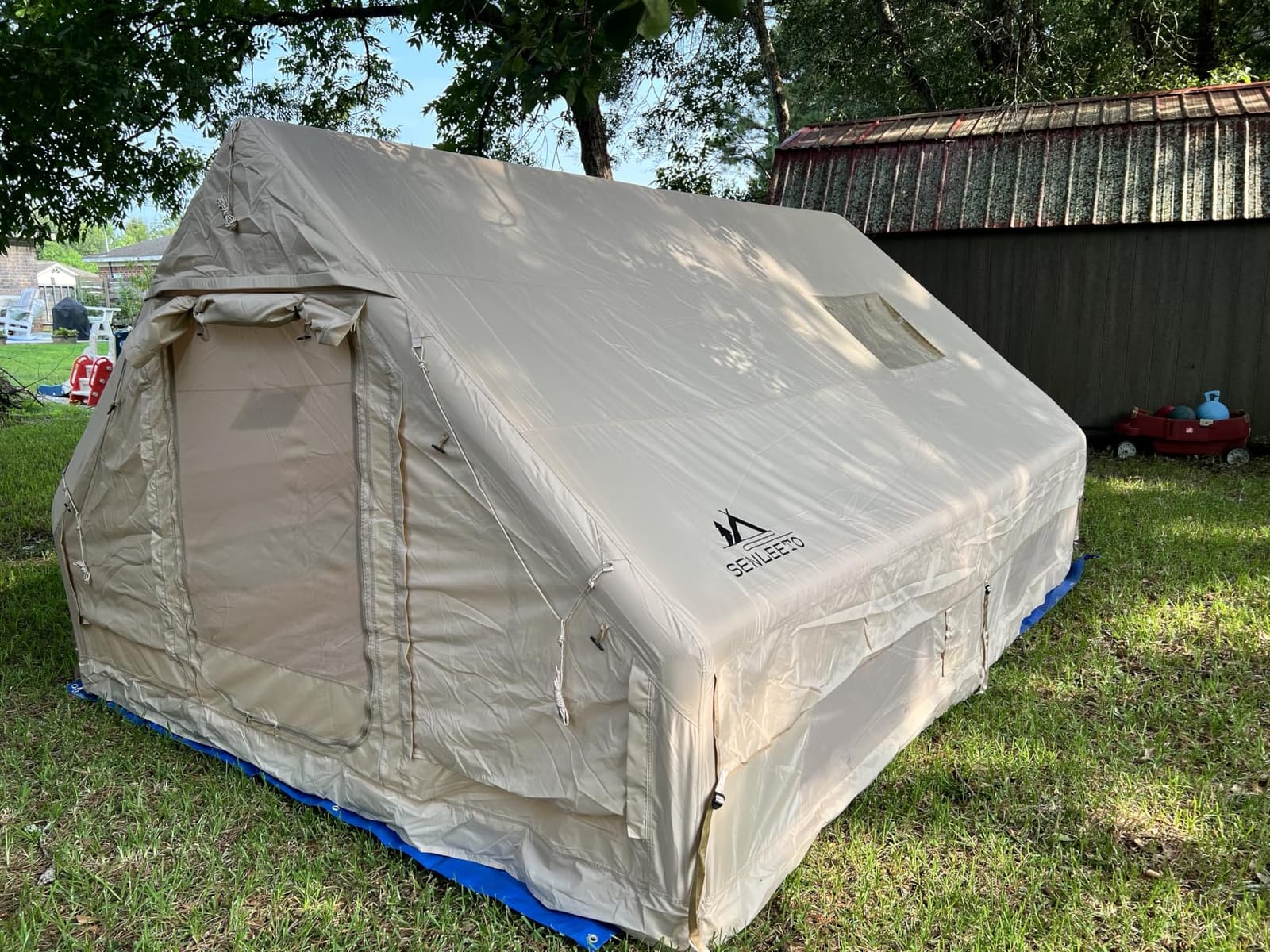 13' x 10' Large Inflatable Tent for Camping 8-10 Person, 4 Season Blow Up Tents with Rainfly, Waterproof & Sunproof, Inflatable Hot Tent with Stove Jack for Camping Outdoors customer photo 2
