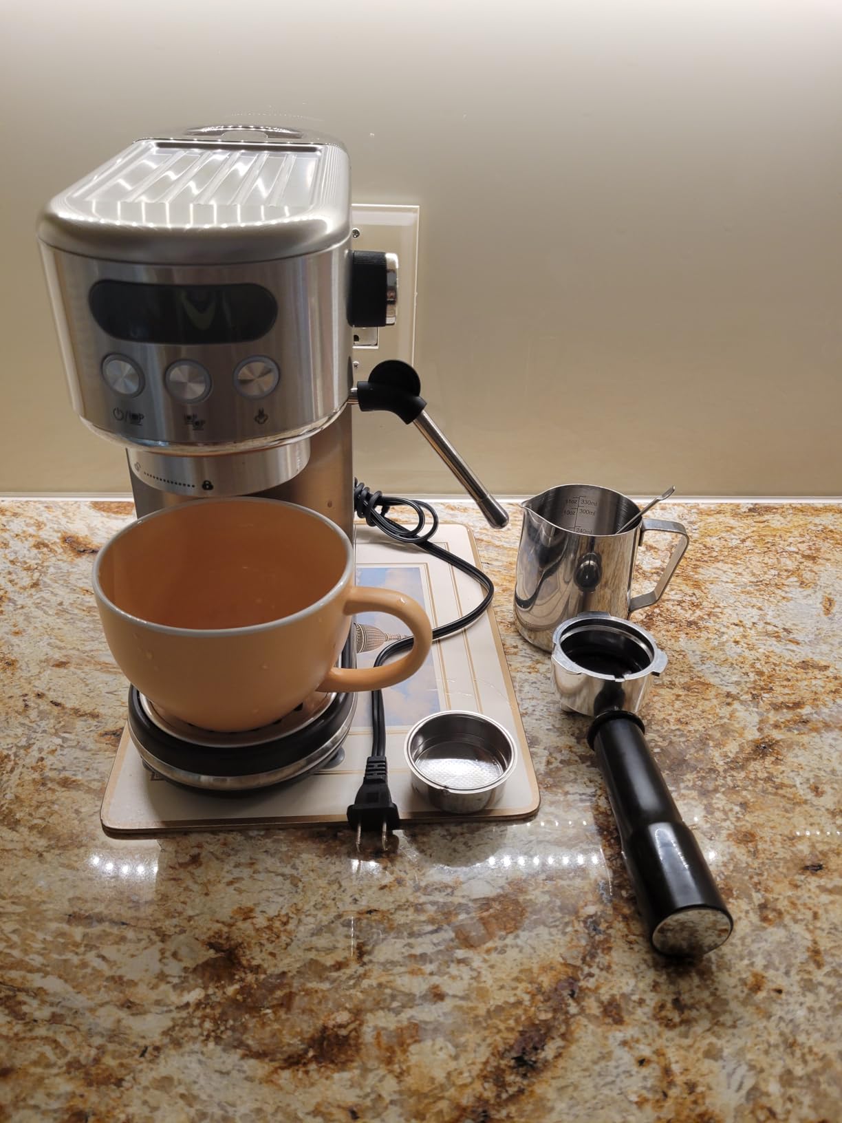 Neretva Espresso Machine 20 Bar Super Compact Espresso Coffee Machine-Beige customer photo 2