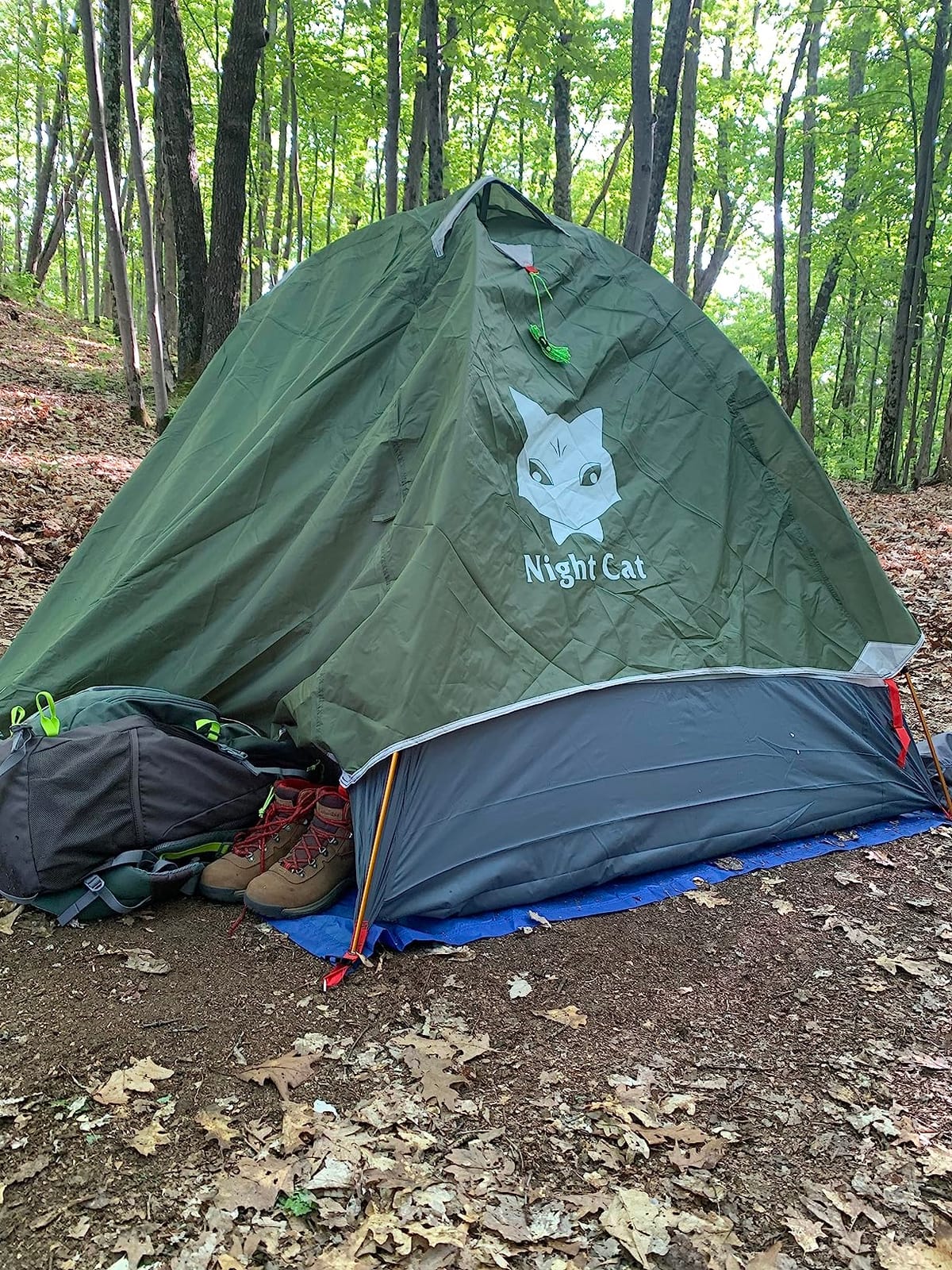 Night Cat 2-Persons Backpacking Tent: Waterproof Lightweight Camping Tent for Two People Hiking Outdoor Mountain with Aluminum Poles and Rainfly Green customer photo 1