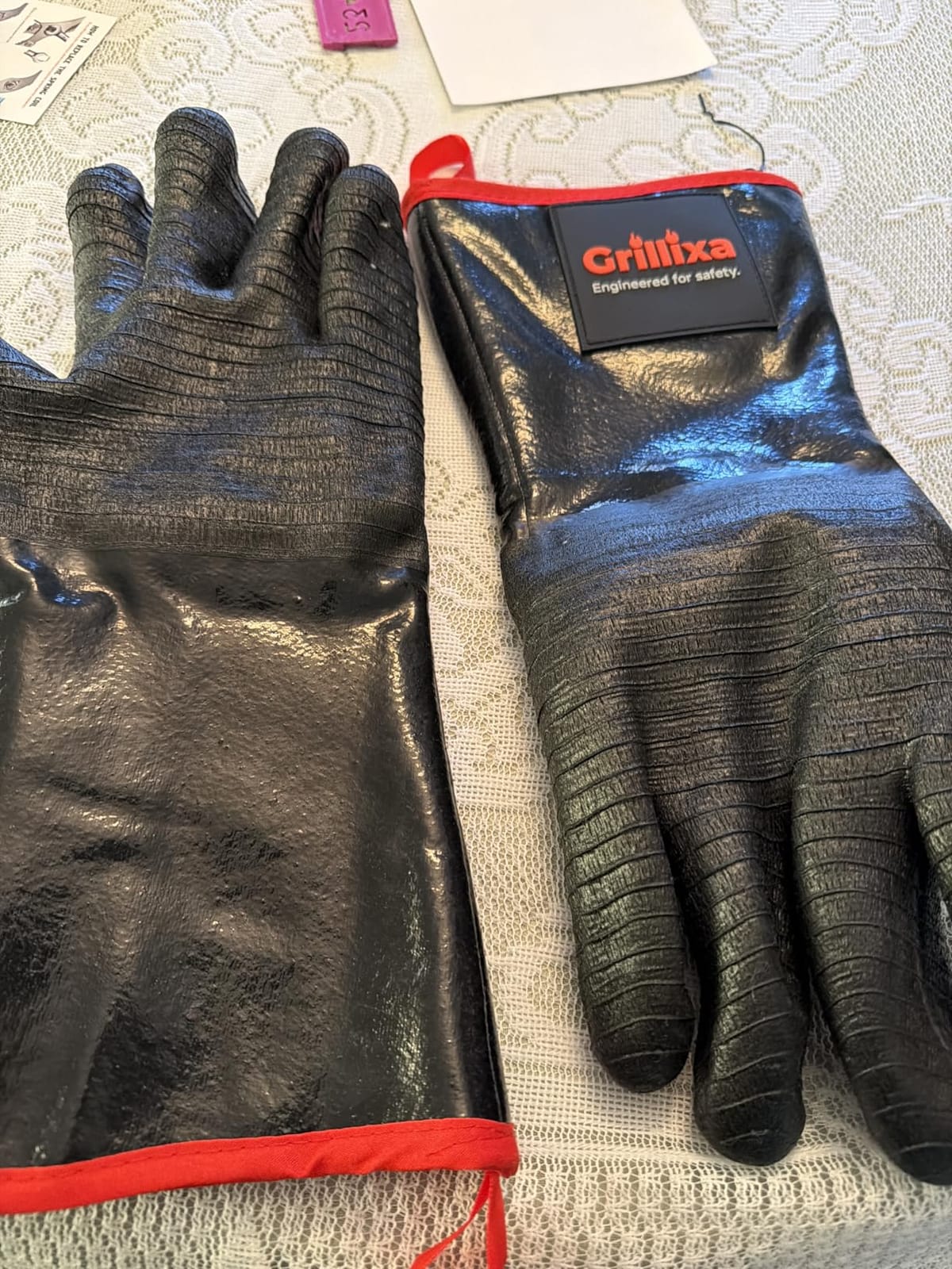 932°F Heat Resistant BBQ Grill Gloves, Extra-Thick Cotton Lining, 14 in, XL | Extra-Thick Lining Adds Insulation Over Basic Neoprene Gloves; Waterproof, Oil-Resistant Shell for Smoking and Turkey Frying customer photo 1