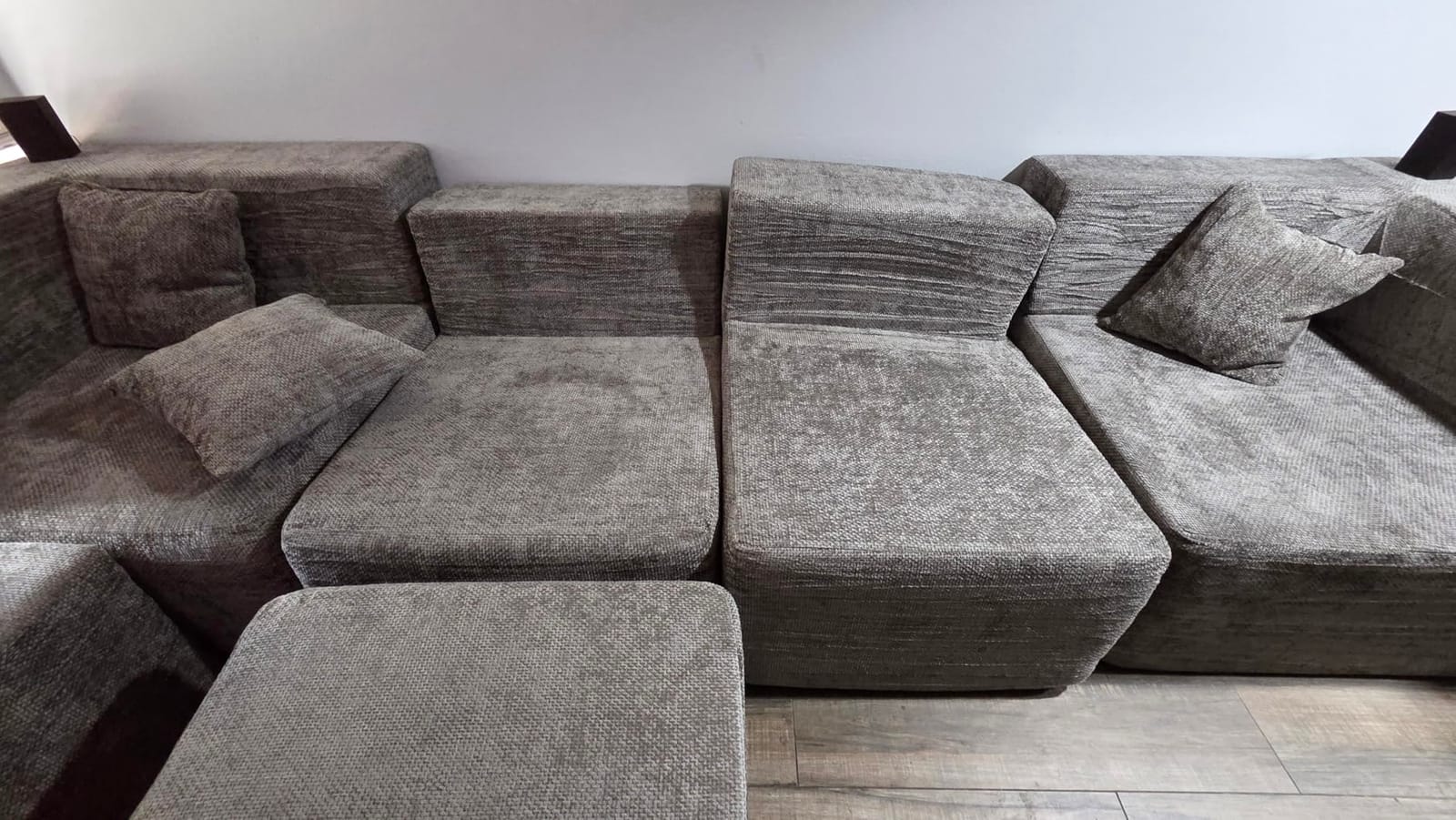 MONVANE Modular Sectional Cloud Couch for Living Room - 130'' 6 Seater Convertible Chenille Couches Set with Ottoman, No Assembly Compression Sofas, Comfy Floor Sofa with Memory Foam, Light Grey customer photo 1