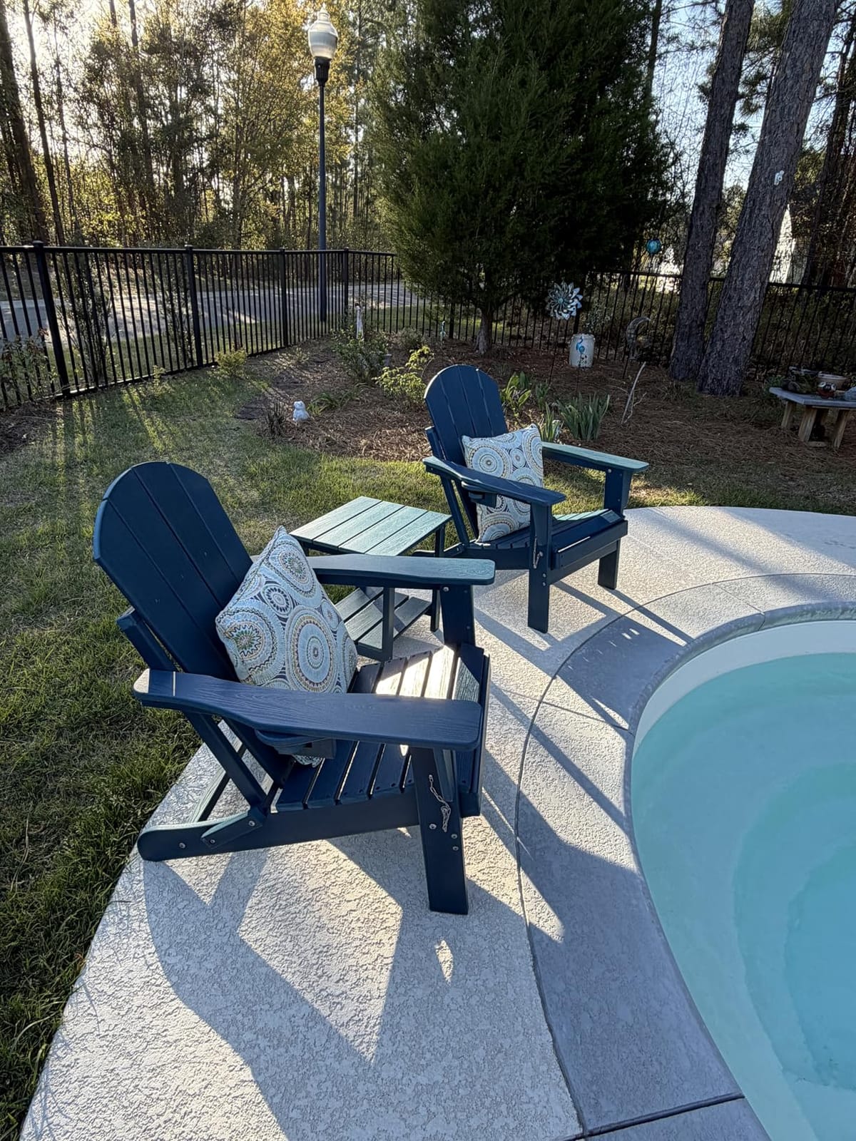 HDPE Folding Adirondack Chair Set of 2 with Side Table, Black | All-Weather Resistant & Wood Textured & Cup Holder Plastic Outdoor Chair Set for Patio, Deck, Garden, Fir Pit customer photo 1