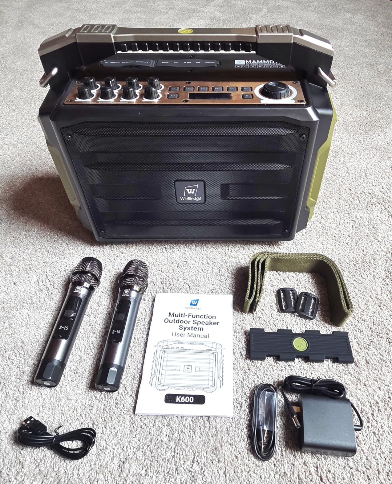 WinBridge 200W Portable PA System with 2 Wireless Microphones, K600 Pro customer photo 1