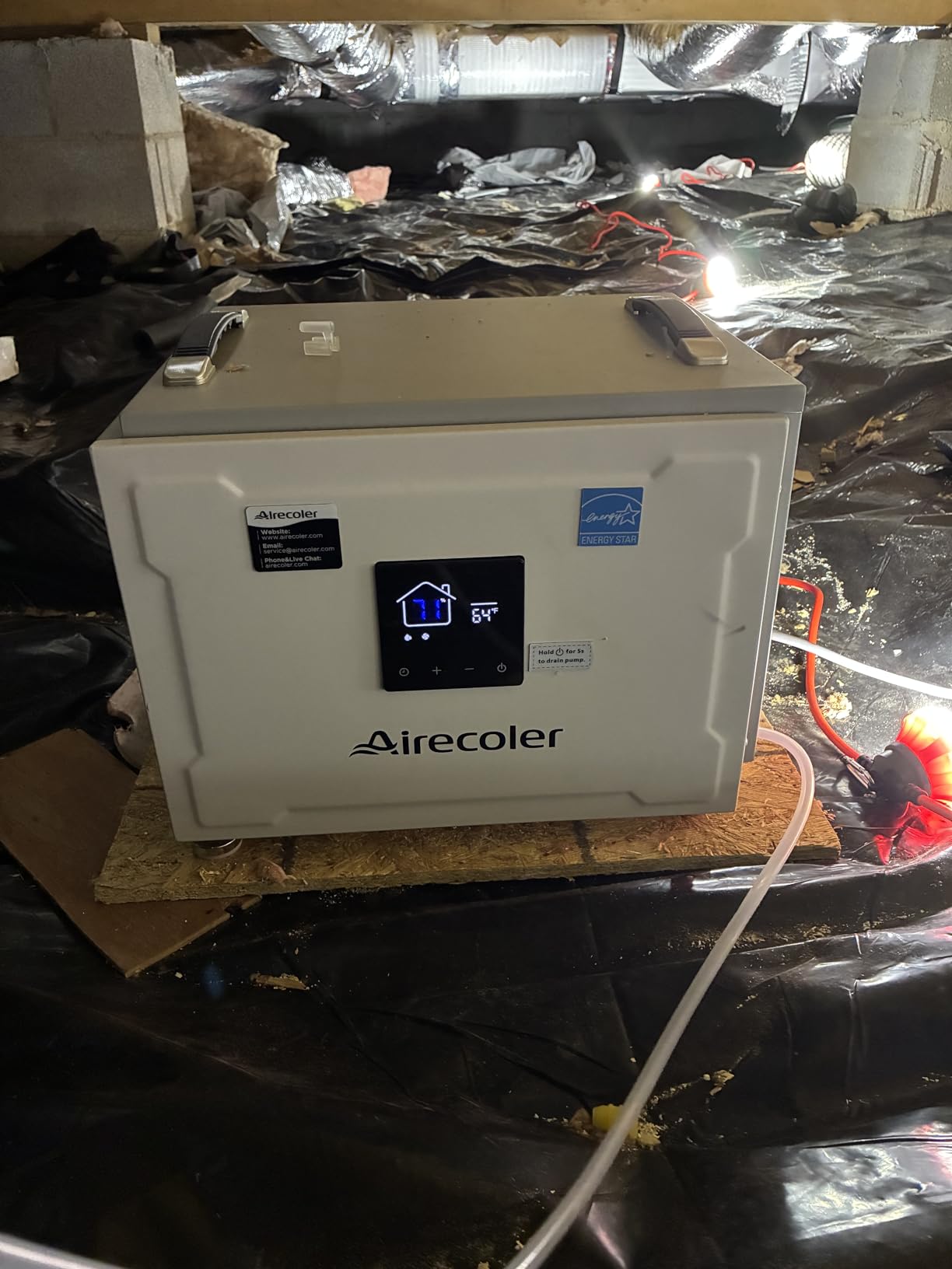 70 Pints Commercial Dehumidifier with Pump for Crawl Space | Basement, Energy Star, Built-in Remote Control, Drain Hose, Built-in Pump, Auto Defrost | Airecoler Stellar SP10 customer photo 1