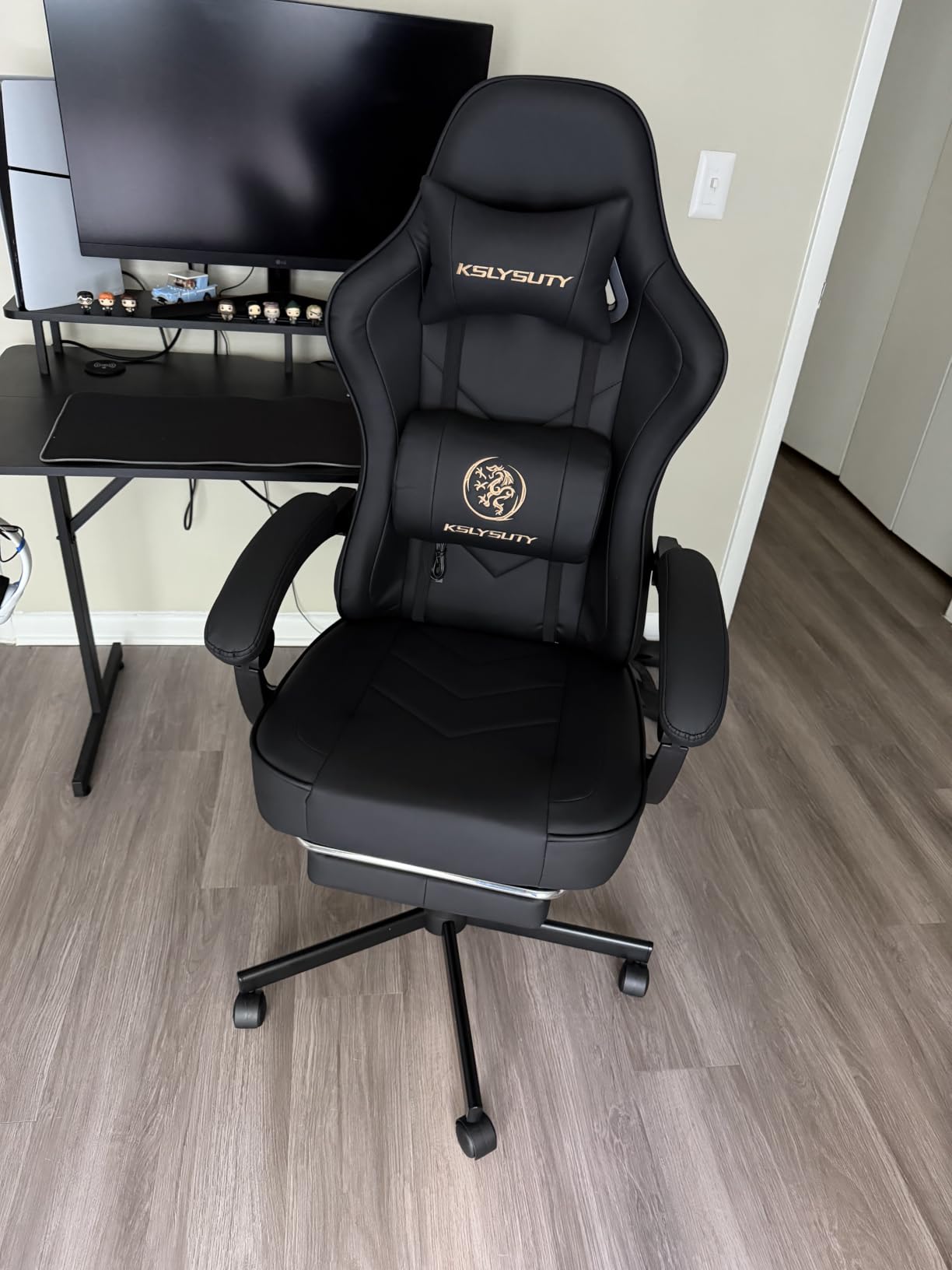 Office Desk Computer Gaming Chair for Adults, Ergonomic High Back Gamer Chair with Massage and Pocket Spring Cushion, Swivel Comfy Video Game Chairs with Footrest and Lumbar Support (Black) customer photo 2