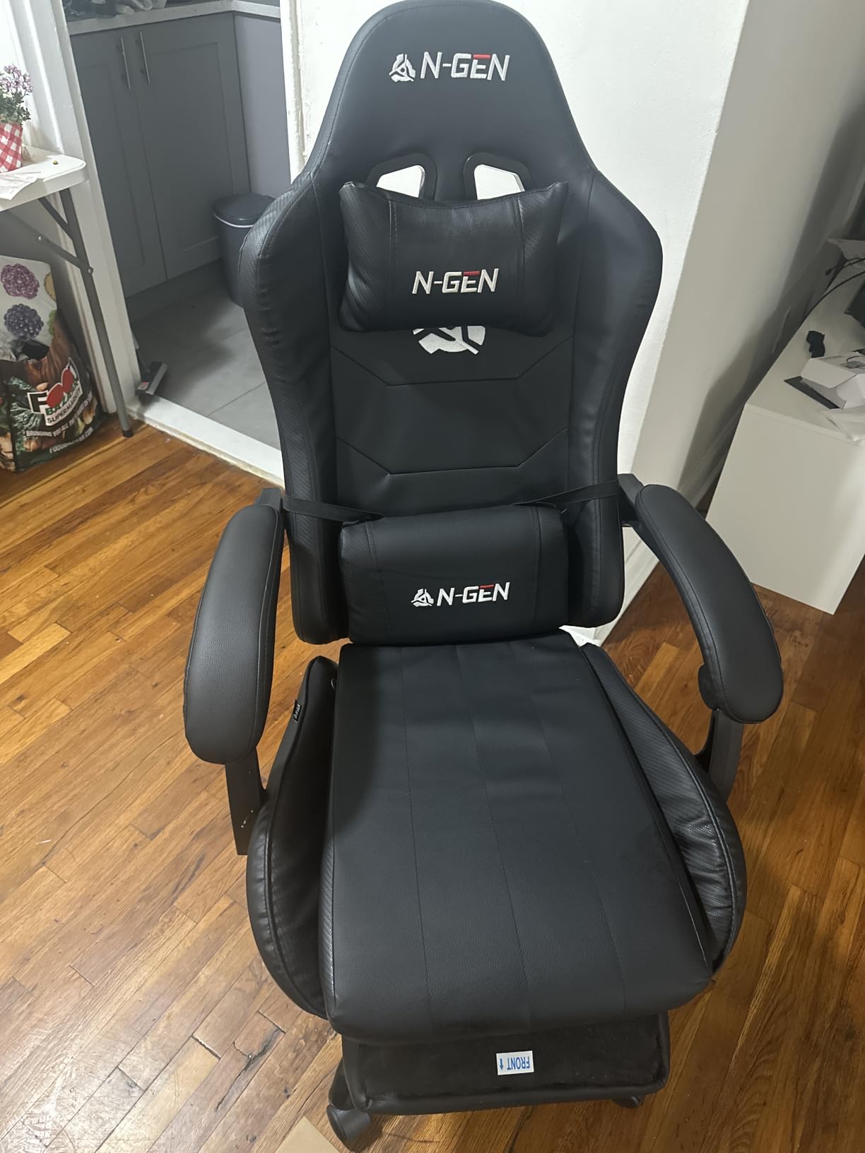 N-GEN GAMING Gaming Chair with Footrest, Lumbar, High-Back, All Black customer photo 2