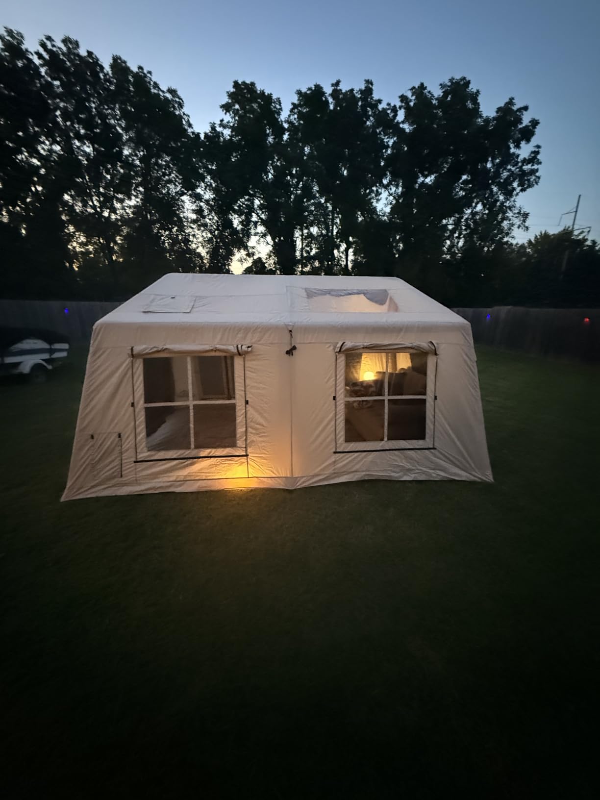 WildFinder Inflatable Tent with Awning, 116 sq ft Blow Up Tent, Hot Tent | with Pump and Stove Jack, Inflatable Tent for Camping, Easy Setup Air Tent, Waterproof Glamping Tent, Family Camping Tent customer photo 1