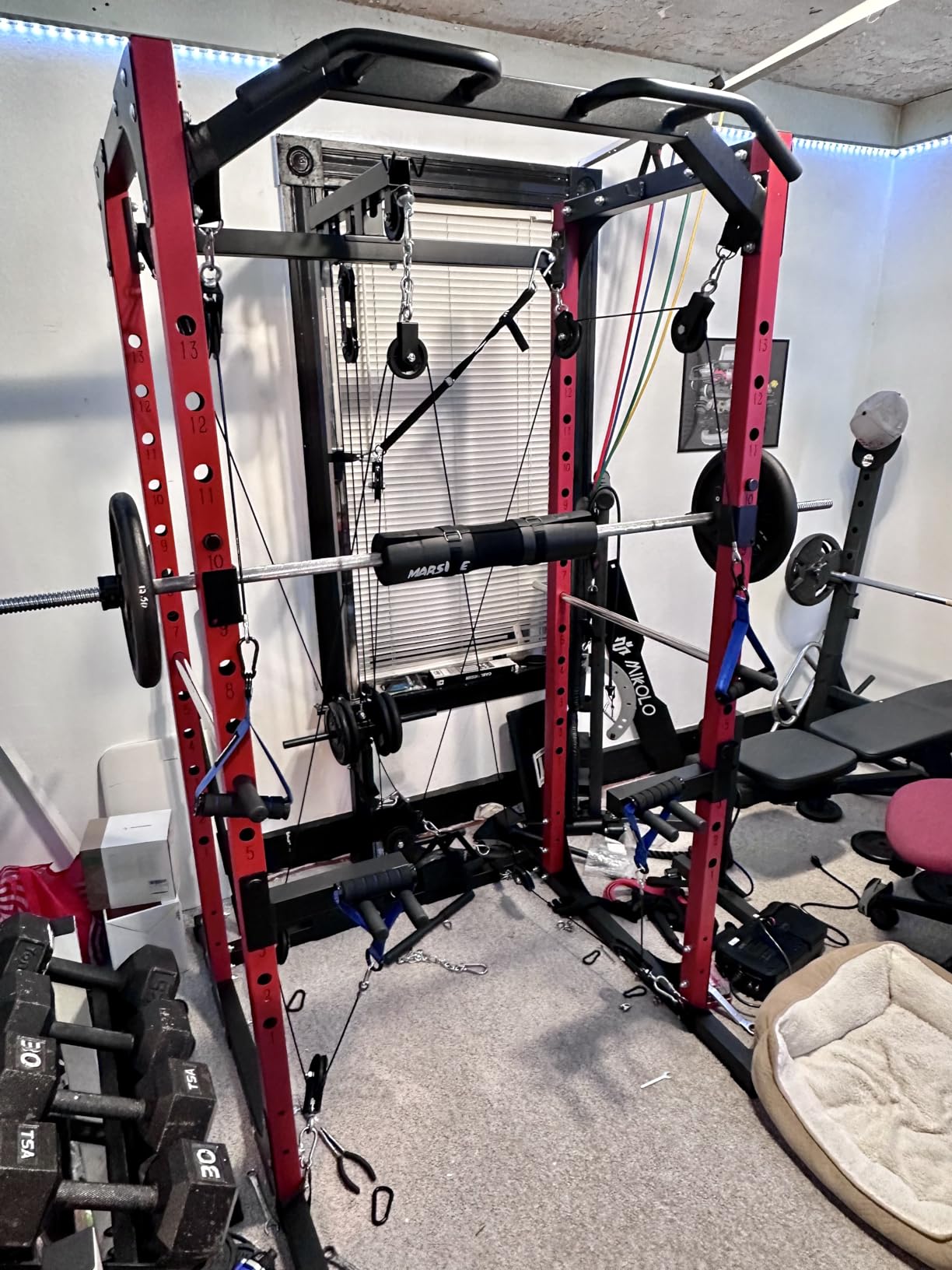Mikolo F4 2.0 Power Cage with Dual-Track Smooth Pulley System, 1200LBS Power Rack with Leg Hold-Down for Heavy LAT Pulldowns customer photo 2