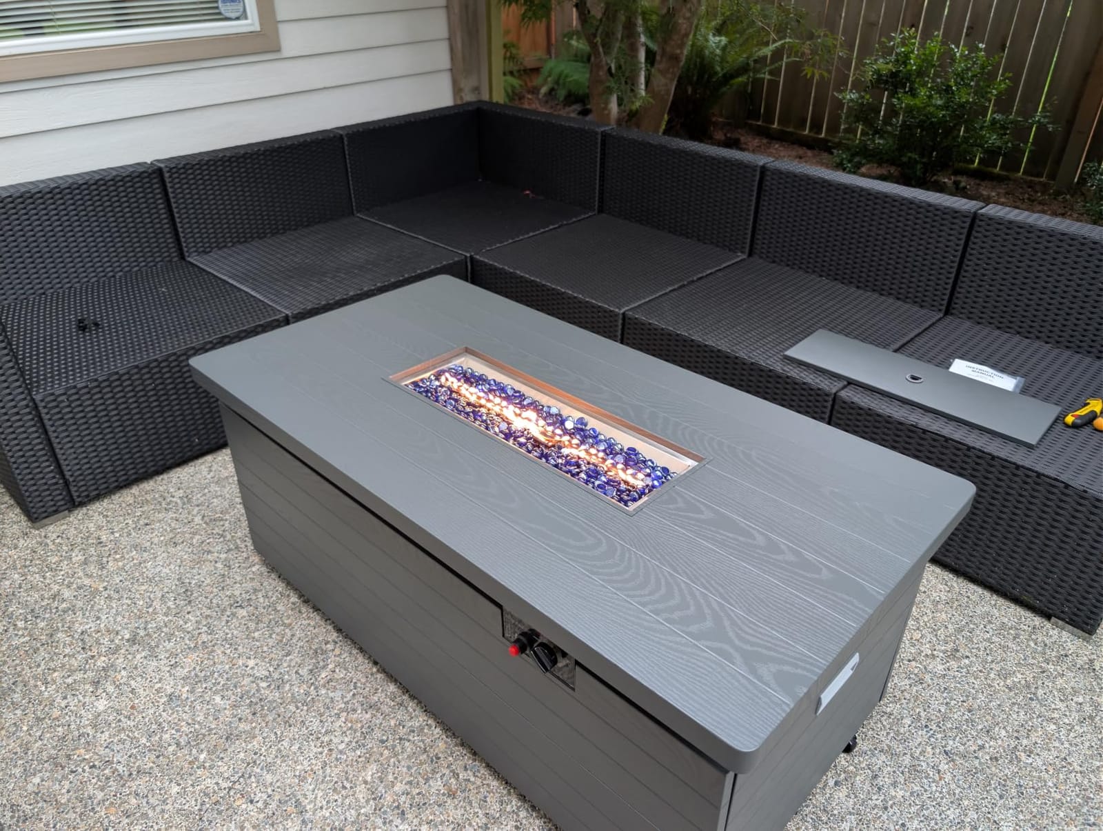 51 Inch Outdoor Propane Fire Pit Table, 50000BTU 4-in-1 FirePit Table | Steel Tabletop & Sliding Tank Holder, Adjustable Flame, Blue Glass Stones for Patio, Backyard, Outdoor Gatherings customer photo 2