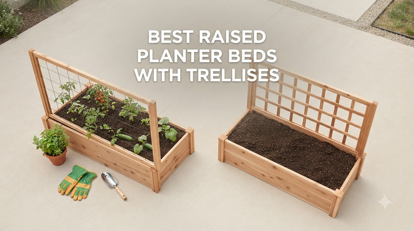 best raised planter beds with trellises
