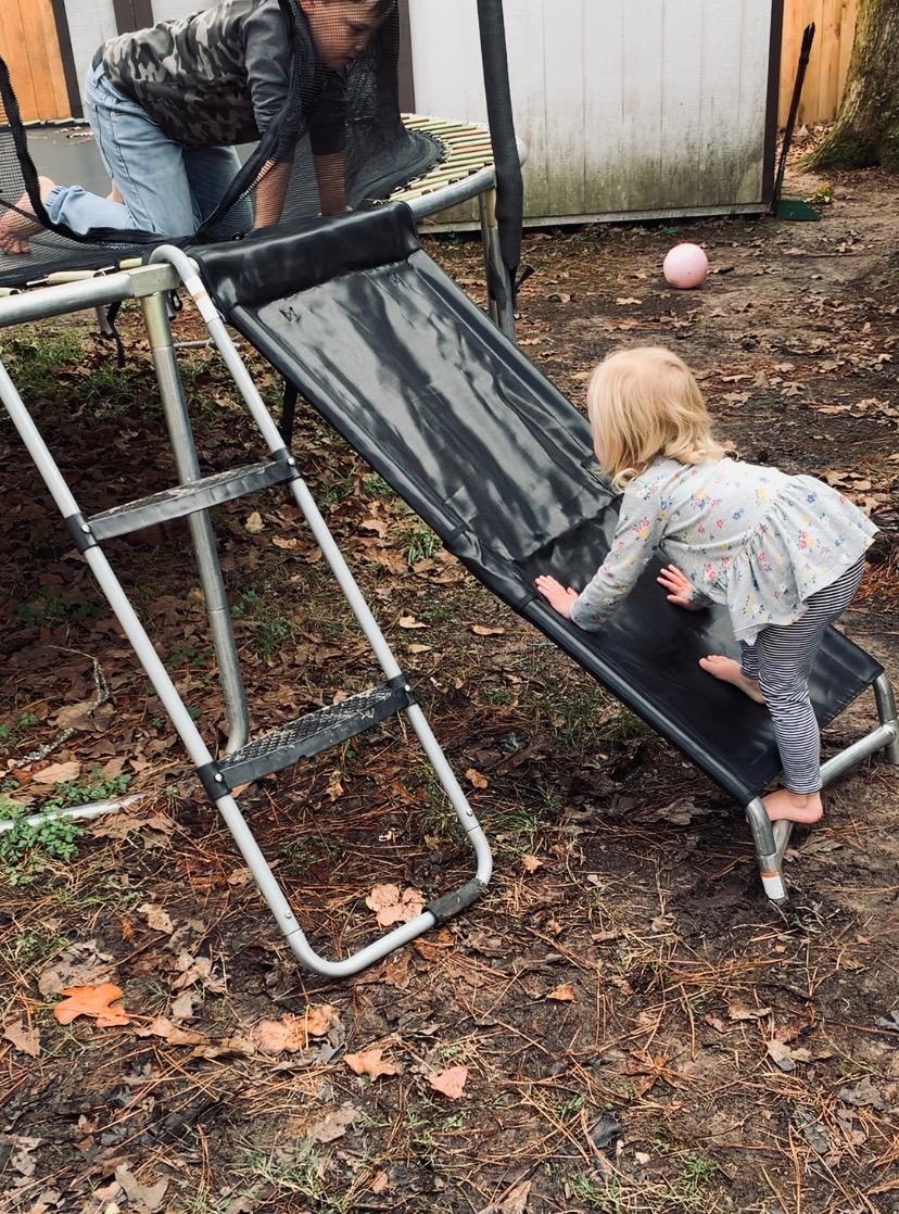 The Original Trampoline Slide and Climber Universal Trampoline Ladder Alternative Heavy Duty Steel Construction Fold and Stow Safely Easy to Climb & Slide customer photo 2