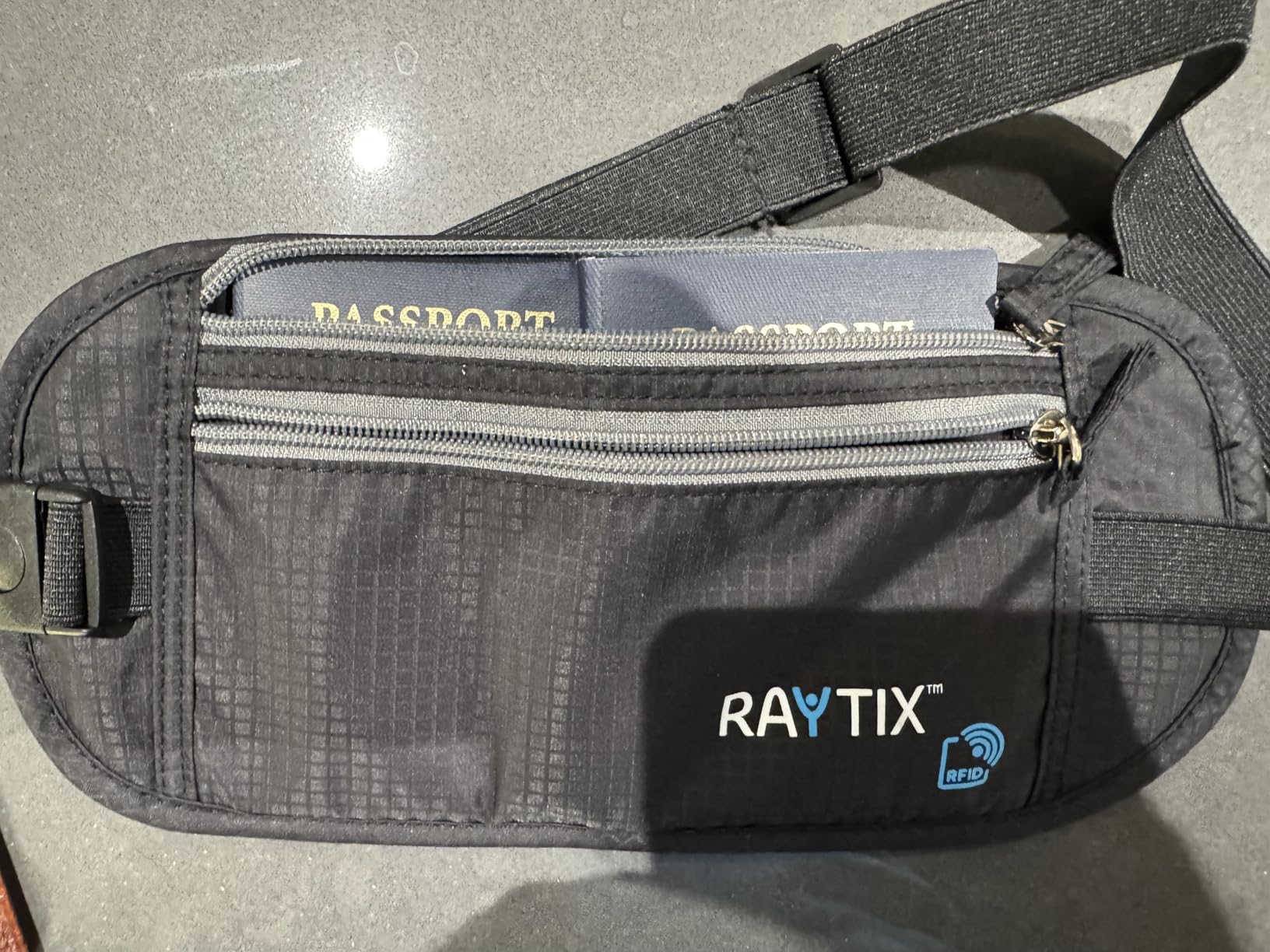 Money Belt For Travel – RFID Blocking Waist Pouch Passport Holder Wallet Belt – Waterproof Hidden Travel Fanny Pack For Men & Women – Secure, Lightweight, Adjustable Strap – Gray customer photo 2