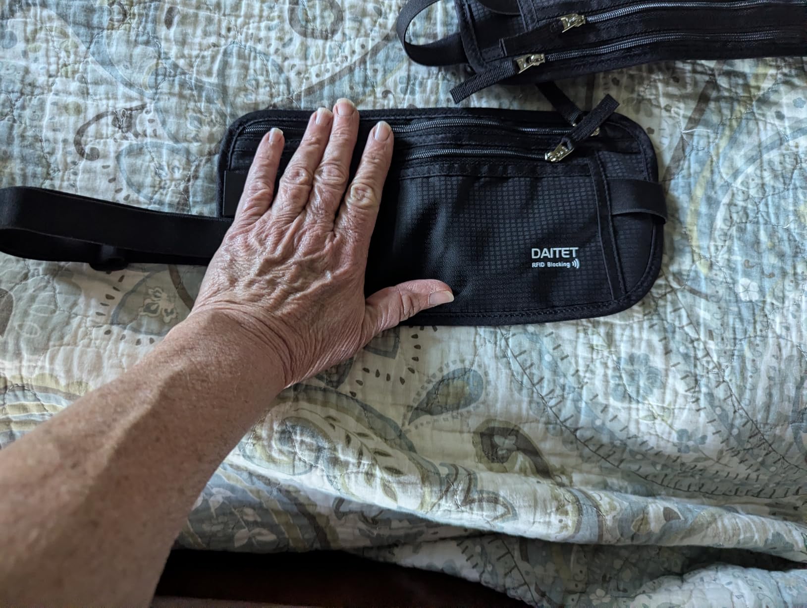 Money Belt - Passport Holder Secure Hidden Travel Wallet with RFID Blocking, Undercover Fanny Pack (Black) customer photo 2