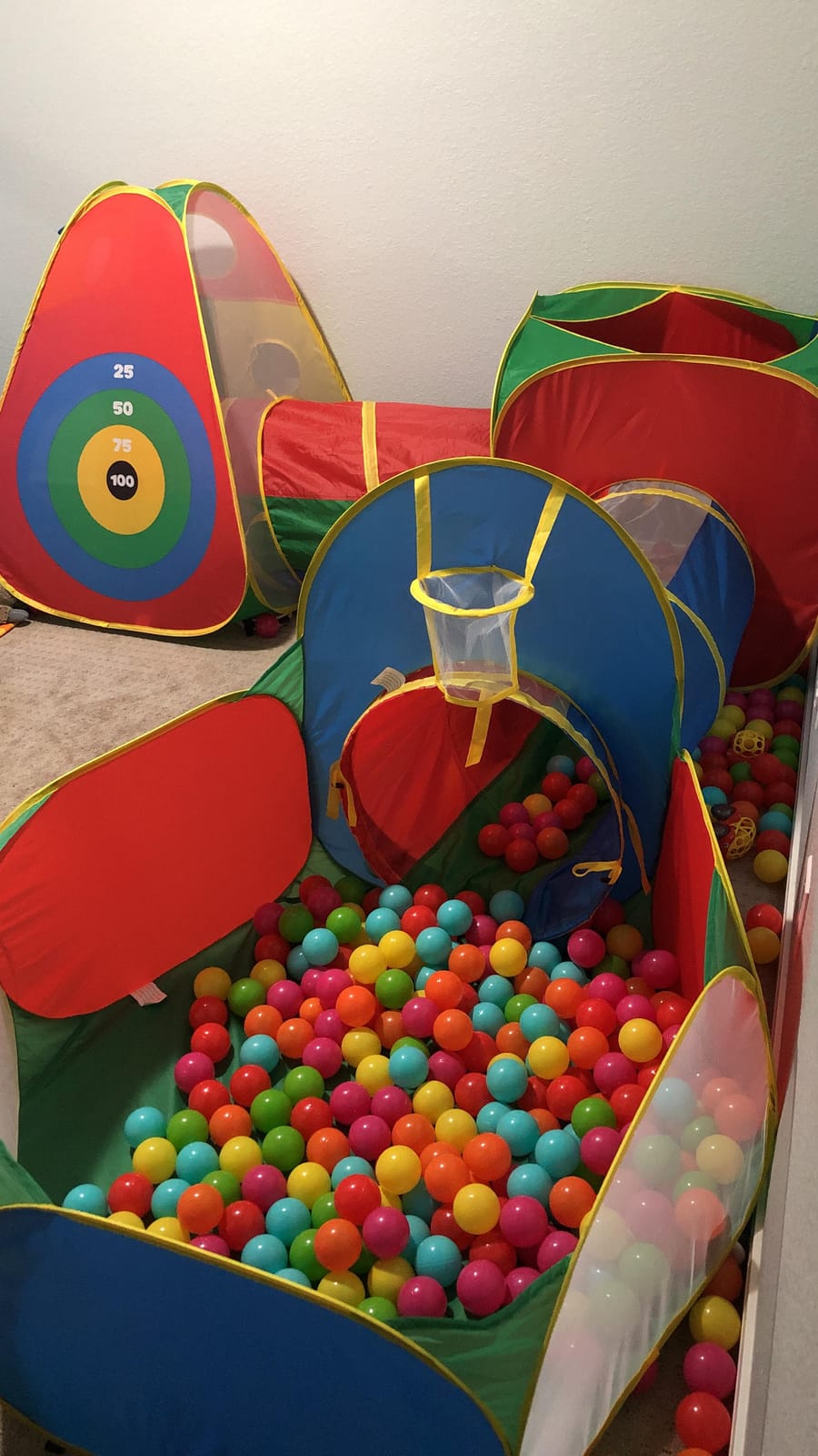 Hide N Side 5pc Kids Ball Pit Tents and Tunnels, Toddler Jungle Gym Play Tent with Play Crawl Tunnel Toy, for Boys Babies Infants Children, Indoor Outdoor Gift, Target Game w/ 4 Dart Balls customer photo 1