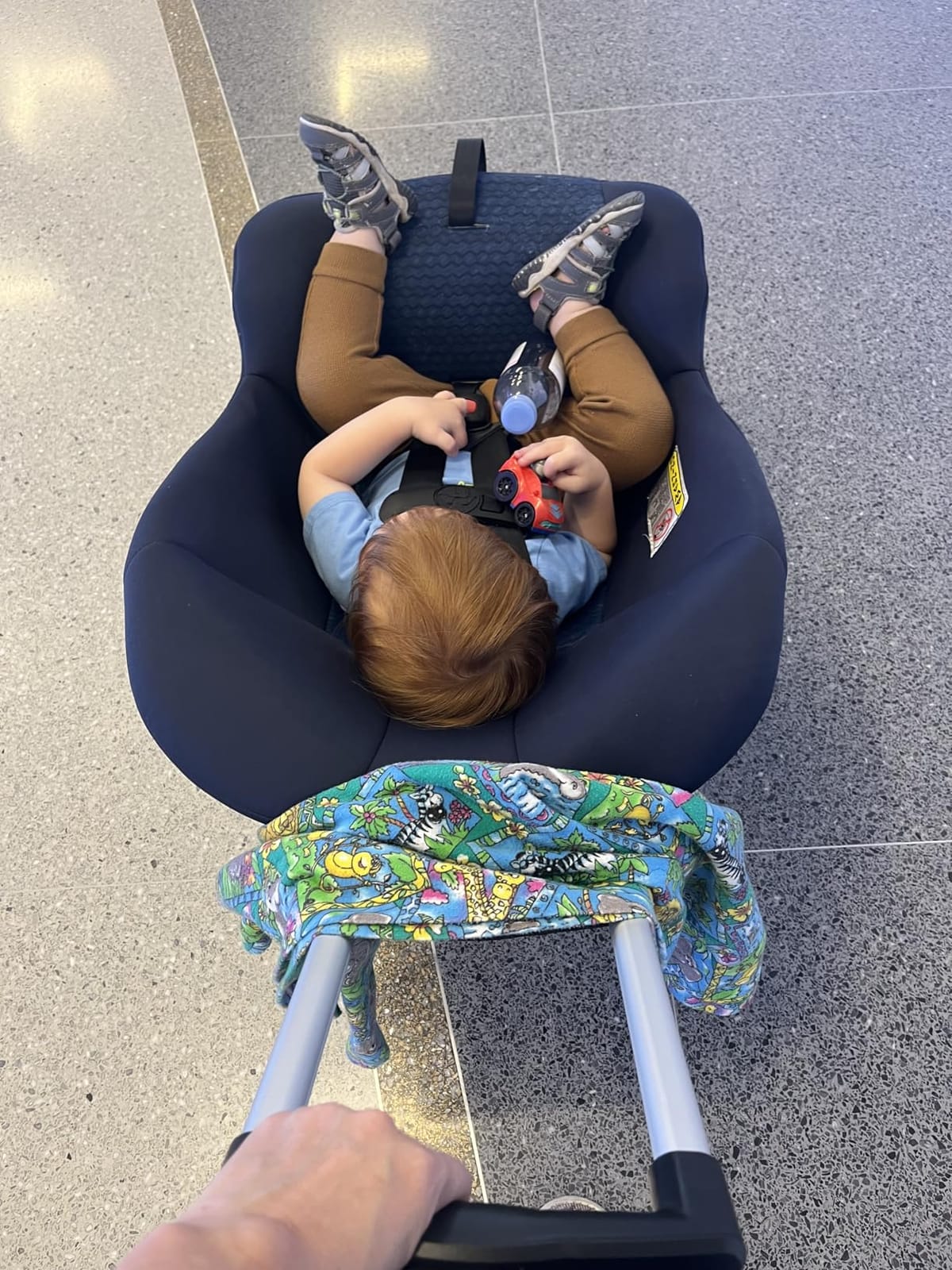 Holm Airport Car Seat Stroller Travel Cart and Child Transporter - A Carseat Roller for Traveling. Foldable, storable, and stowable Under Your Airplane seat or Over Head Compartment. customer photo 1