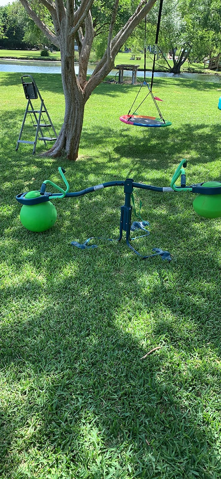 TP Toys Spiro Spin Teeter Totter - Bounces and Spins 360 Degrees, Blue/Green customer photo 2
