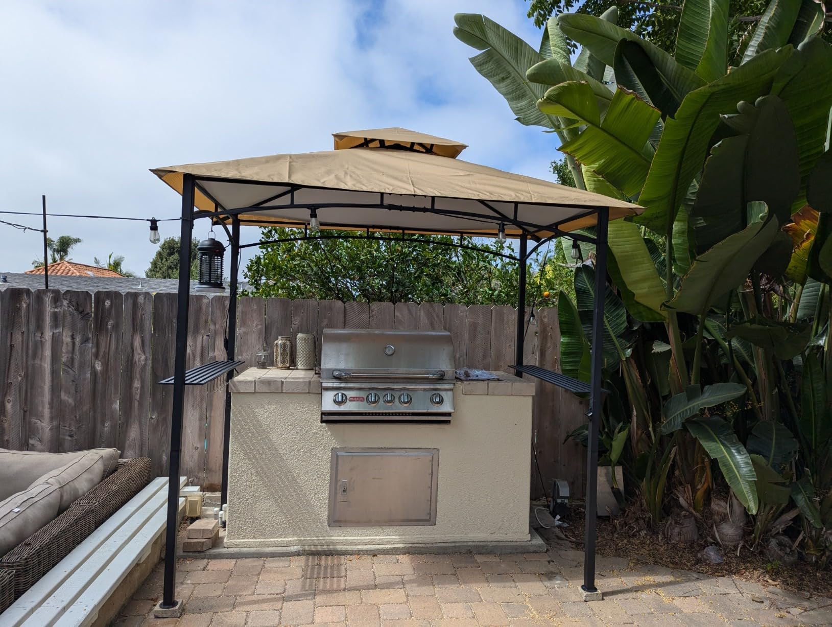 MASTERCANOPY 8x5 Grill Gazebo with Steel Frame & 2 LED Lights, Brown customer photo 2