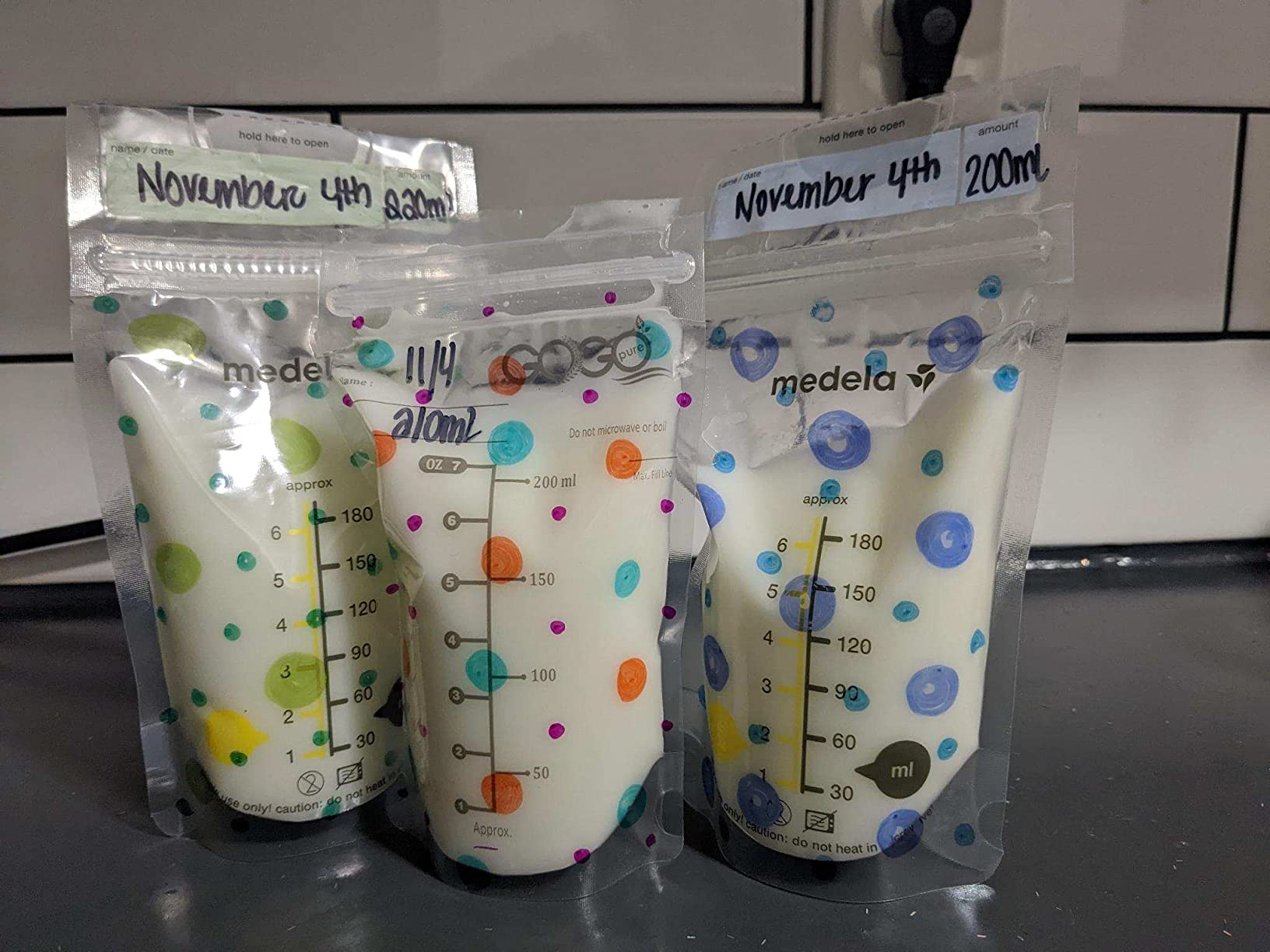 300 Count Breastmilk Storage Bags, 7 OZ, PRE-STERILIZED By Gamma Ray, PRE SEAL, BPA Free, Leak Proof Storing Double Zipper Seal, Self Standing, for Refrigeration and Freezing customer photo 2