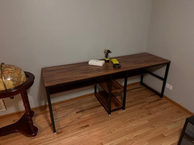 Tribesigns Two Person Desk with Bookshelf, 78.7 Computer Office Double Desk for Two Person, Rustic Writing Desk Workstation with Shelf for Home Office (Brown) customer photo 1