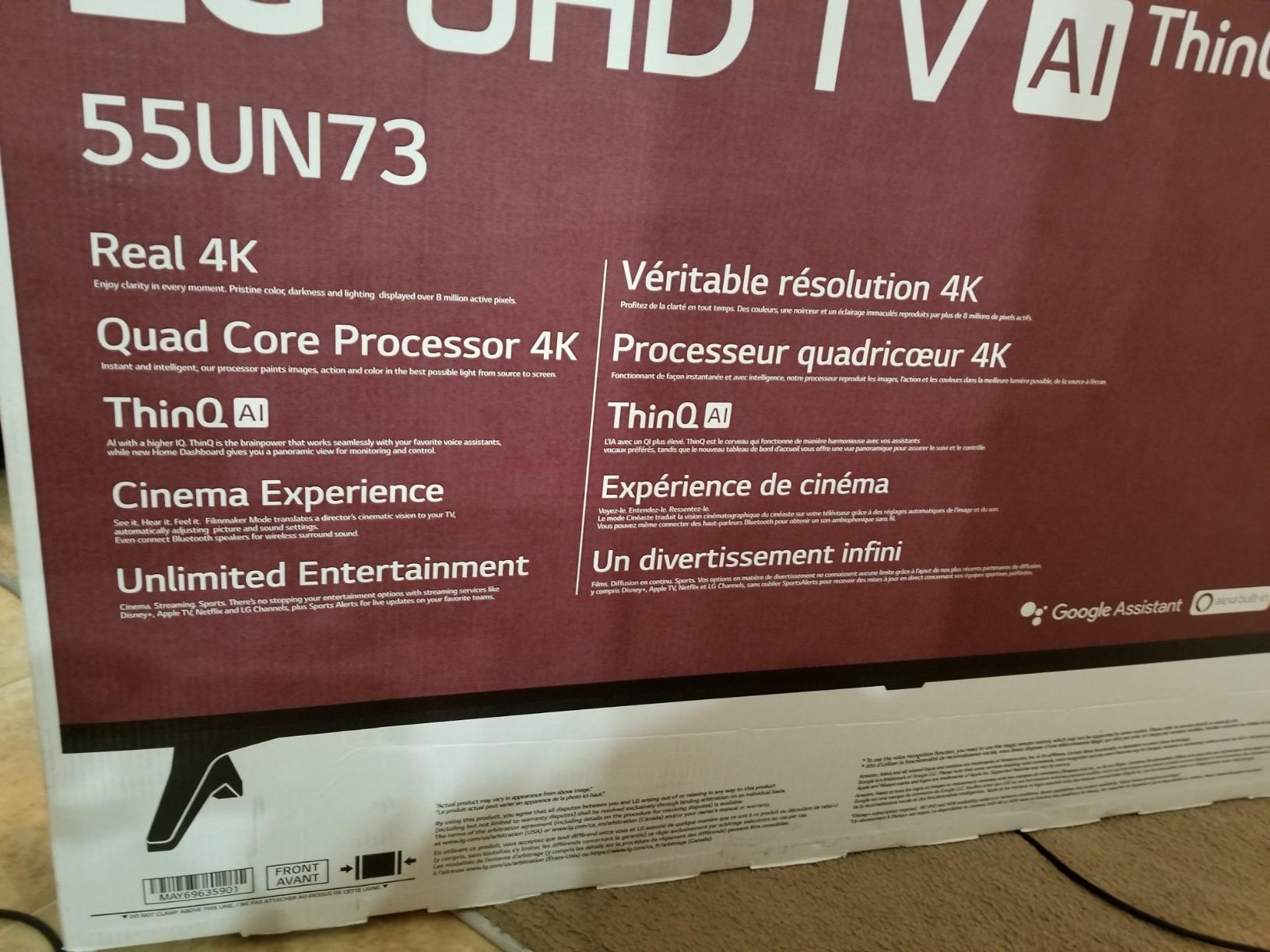 LG UN73 Series 55” Alexa Built-in, 4K UHD IPS Smart TV, Bluetooth Surround Ready, Apple Airplay 2, webOS with Magic Remote (55UN7300PUF, 2020) customer photo 2