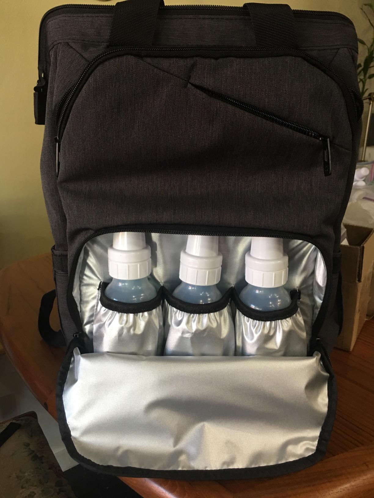 Hap Tim Diaper Bag Backpack,Large Capacity Travel Back Pack Maternity Baby Nappy Changing Bags, Double Compartments with Stroller Straps,Waterproof,Grey Black(US7340-GB) customer photo 1