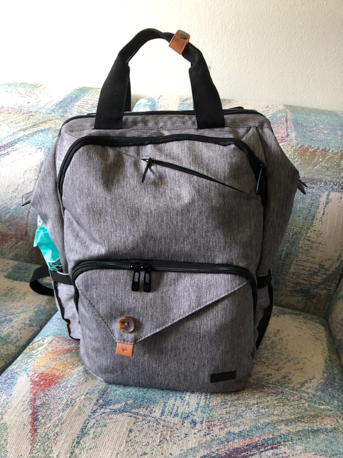 Hap Tim Diaper Bag Backpack,Large Capacity Travel Back Pack Maternity Baby Nappy Changing Bags, Double Compartments with Stroller Straps,Waterproof,Grey Black(US7340-GB) customer photo 2