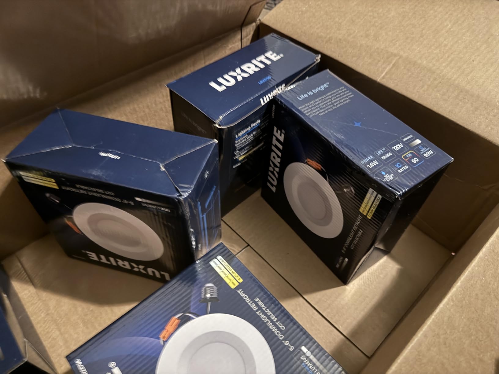 LUXRITE 5/6 Inch LED Recessed Retrofit Downlight, 14W=90W, 1100 LM (4 Pack) customer photo 1