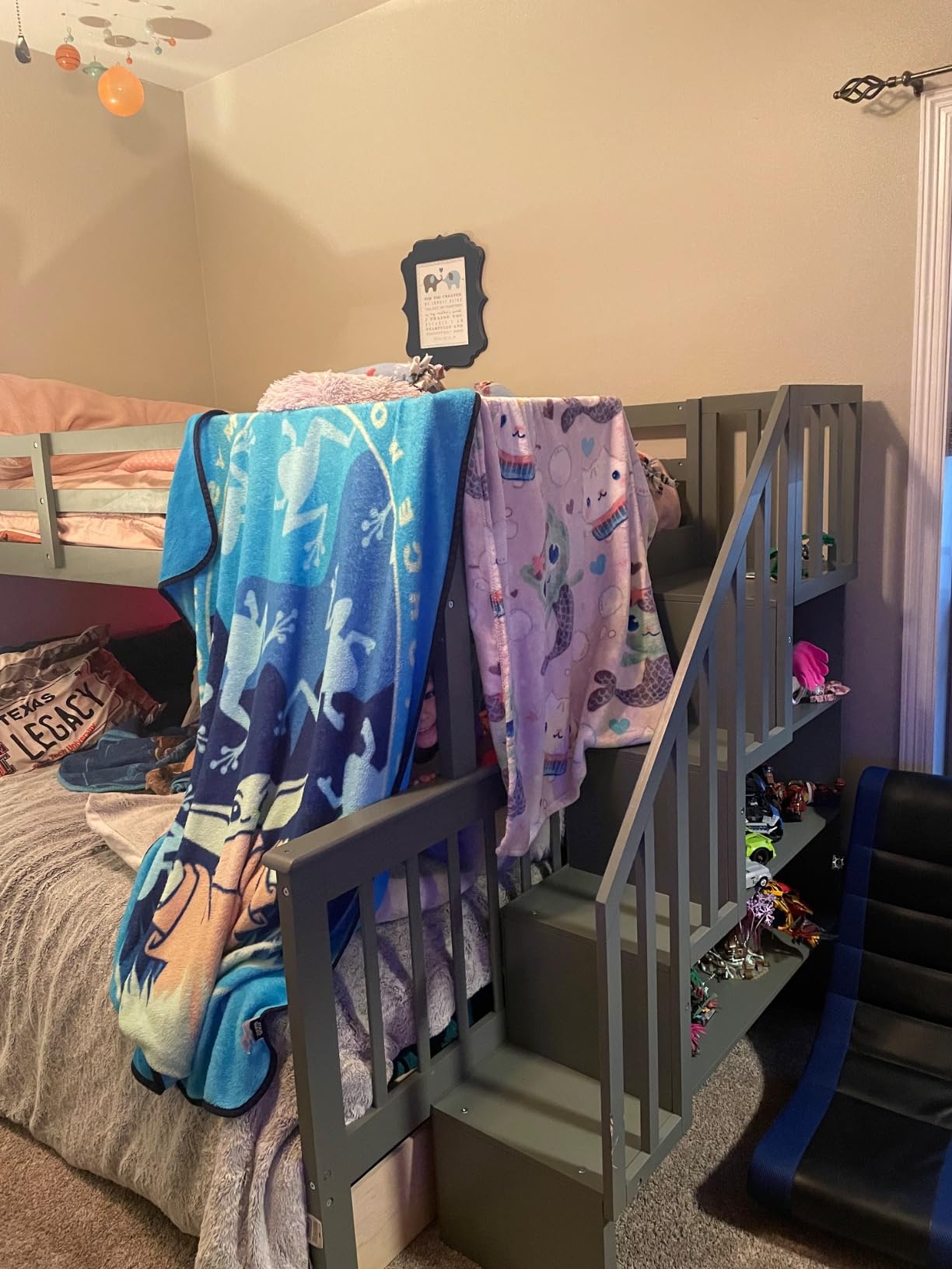 MERITLINE Twin Over Full Bunk Bed with Stairs and Storage Drawers, Wooden Bunk Bed Frame with Full-Length Guardrails, Detachable Bunk Beds for Kids Teens Adults (White) customer photo 1