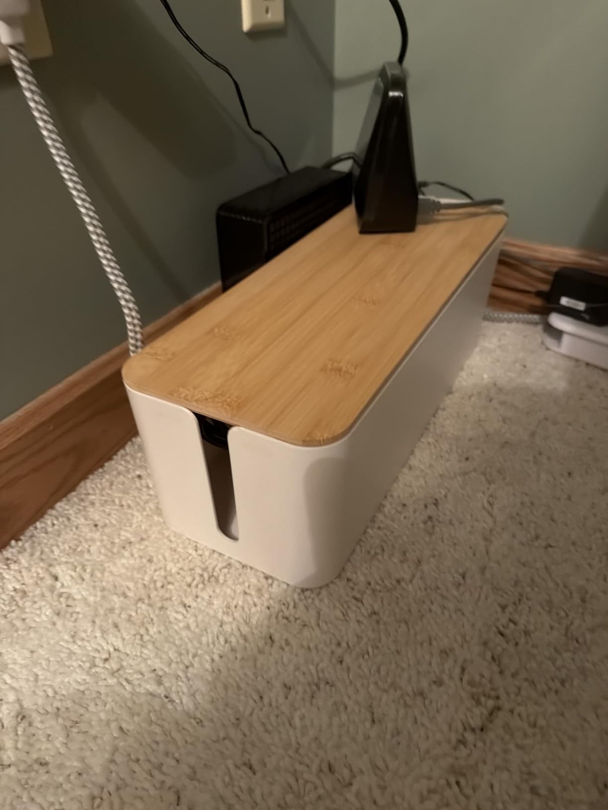 Naeety 2Pack Cable Management Box,Wooden Style Cord Organizer Cord Hide Box customer photo 2