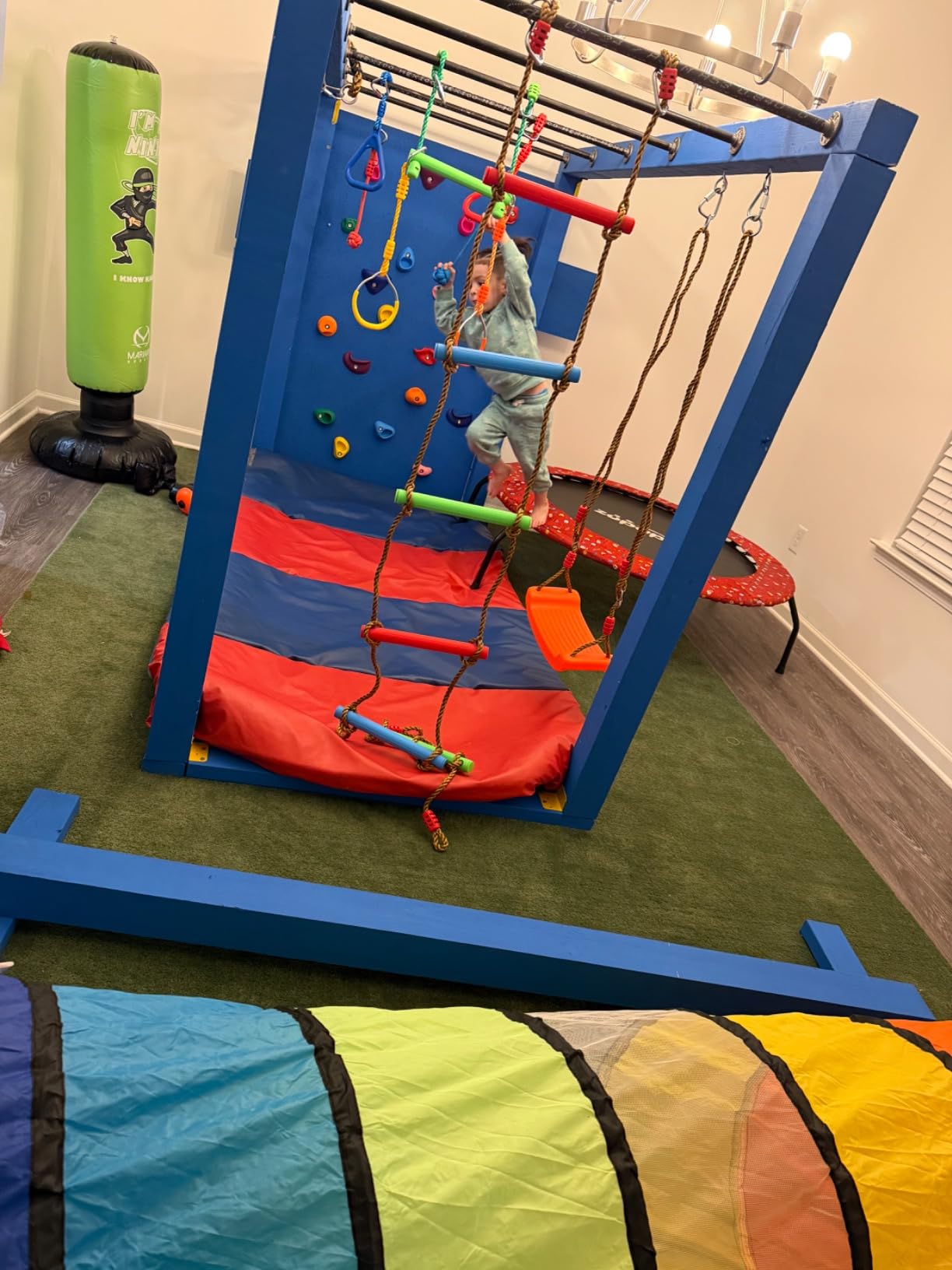 Ninja Warrior Obstacle Course Kit for Kids Ninja Slackline with 10 Accessories Monkey Bars, Ladder, Climbing Rope, Gym Rings, Swing, Monkey Fist for Backyard Training Equipment customer photo 1