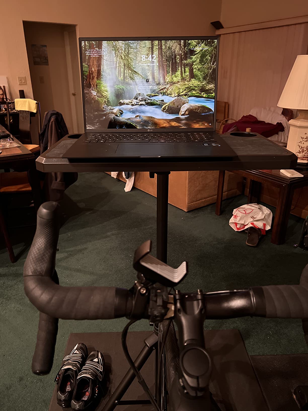 KOM Cycling Media Display - Indoor Cycling Desk for Bicycle Trainer - Bike Desk Creates Rad Indoor Cycling Pain Cave - Perfect for Displaying Zwift, TR, and Wahoo SUF! customer photo 2