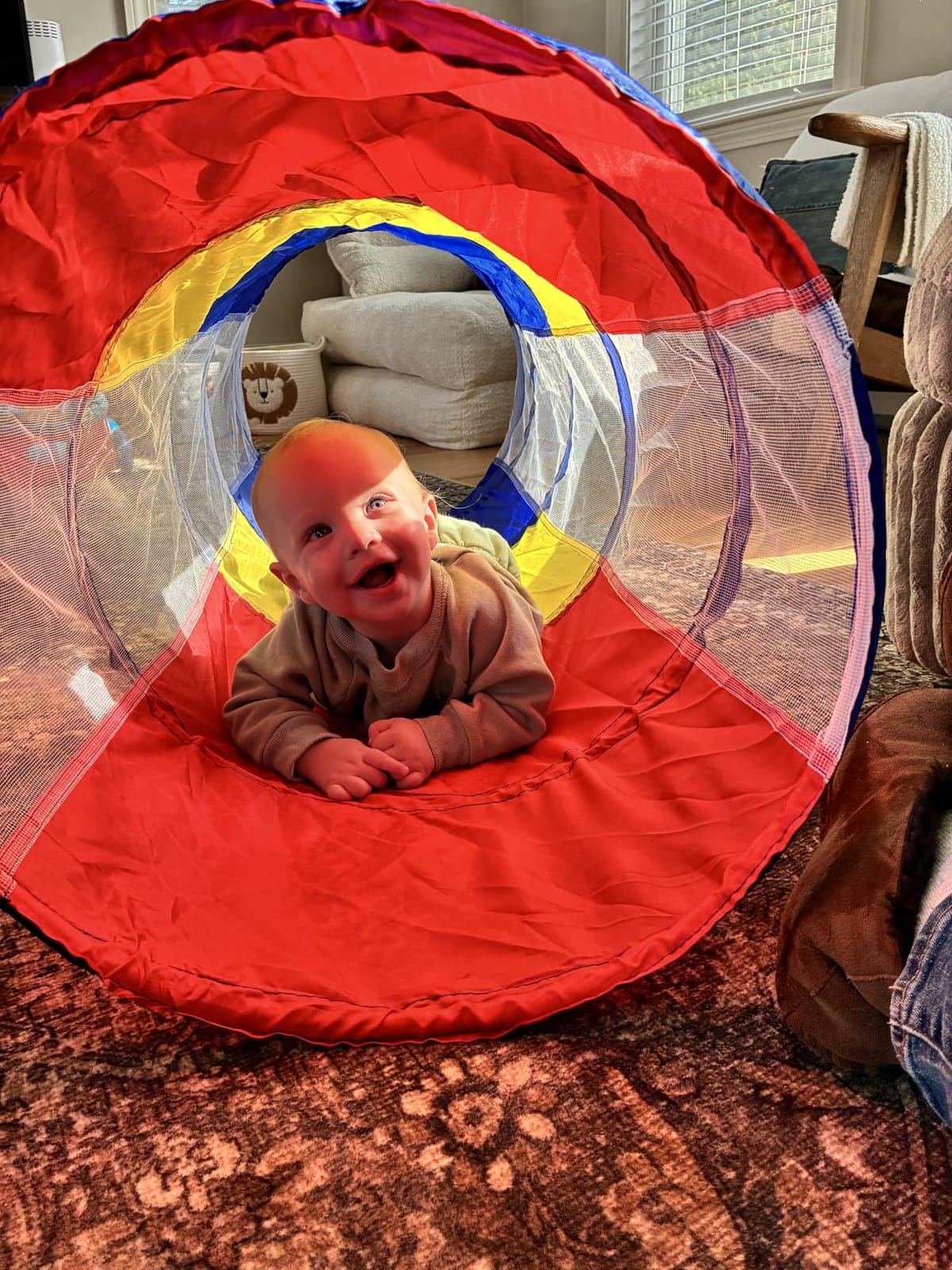 Kids Play Tunnel for Toddlers, Pop Up Crawl Through Tunnel Play Tent for Baby Infant Children or Dog with 2 Mesh Sides, Kids Tunnel Toys or Gift Indoor & Outdoor (Colorful Crawling Tunnel) customer photo 1