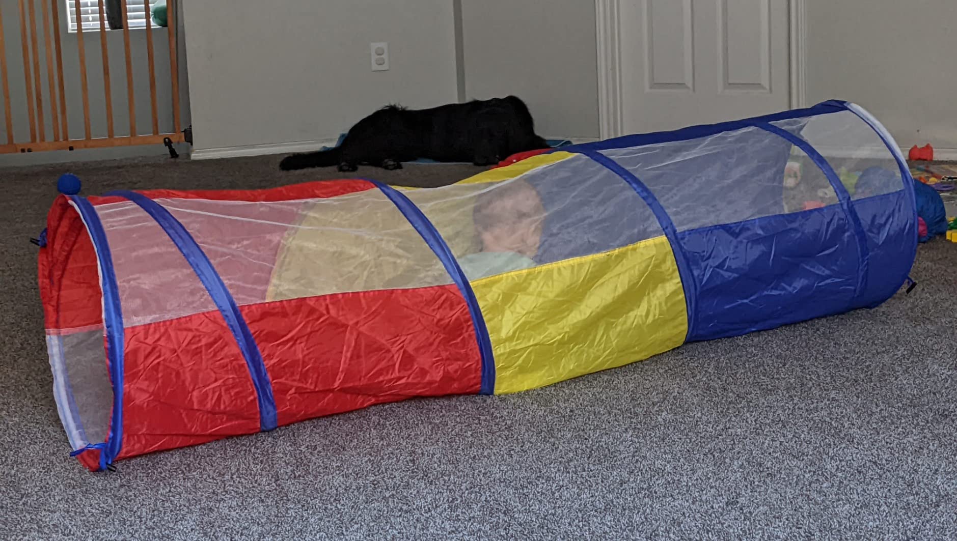 Kids Play Tunnel for Toddlers, Pop Up Crawl Through Tunnel Play Tent for Baby Infant Children or Dog with 2 Mesh Sides, Kids Tunnel Toys or Gift Indoor & Outdoor (Colorful Crawling Tunnel) customer photo 2