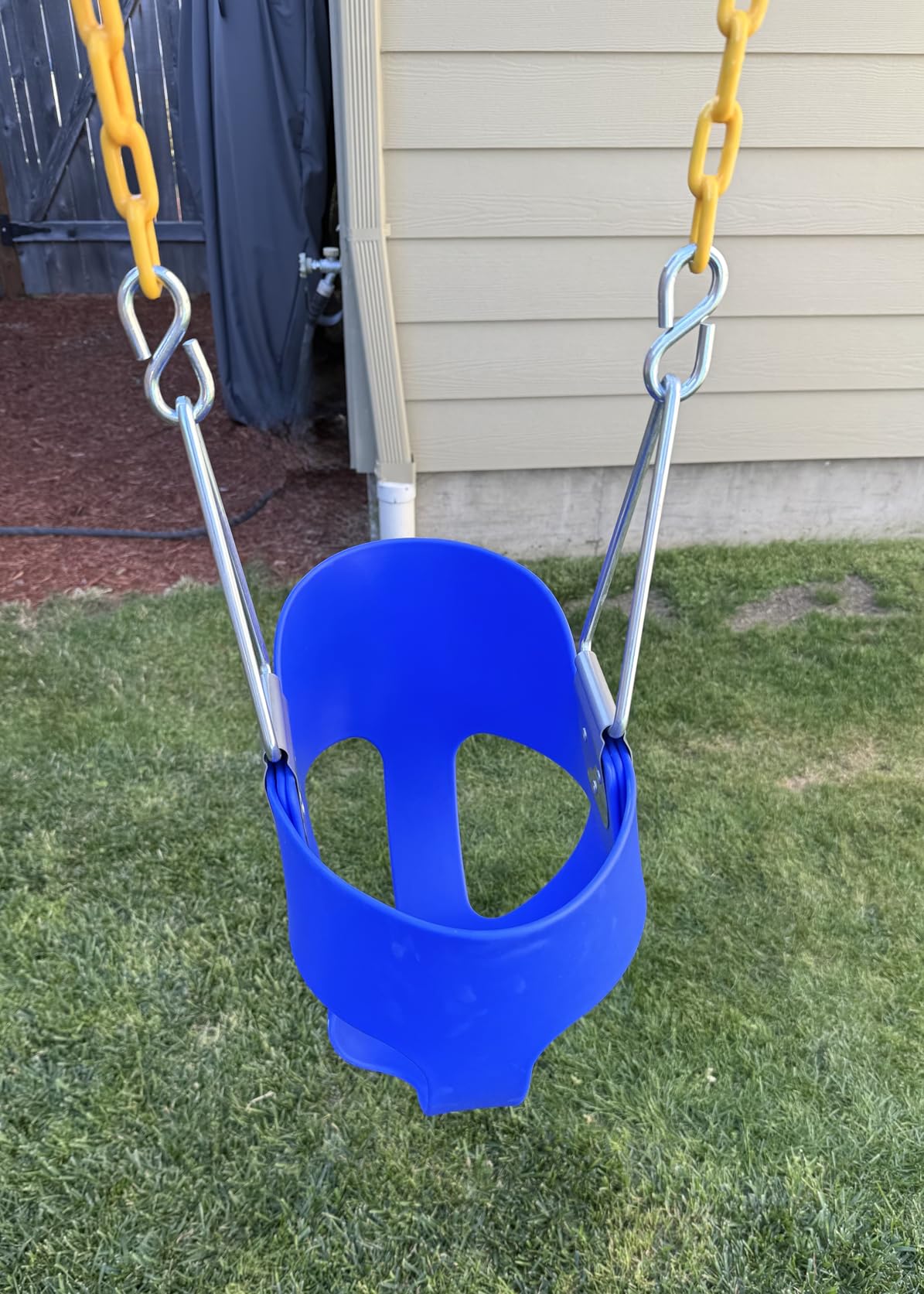 Jungle Gym Kingdom Baby Swing Outdoor - Heavy Duty Toddler Swing Set Accessories, High Back, Full Bucket Seat with Coated Chains for Outdoor Use - Fully Assembled - Green customer photo 1