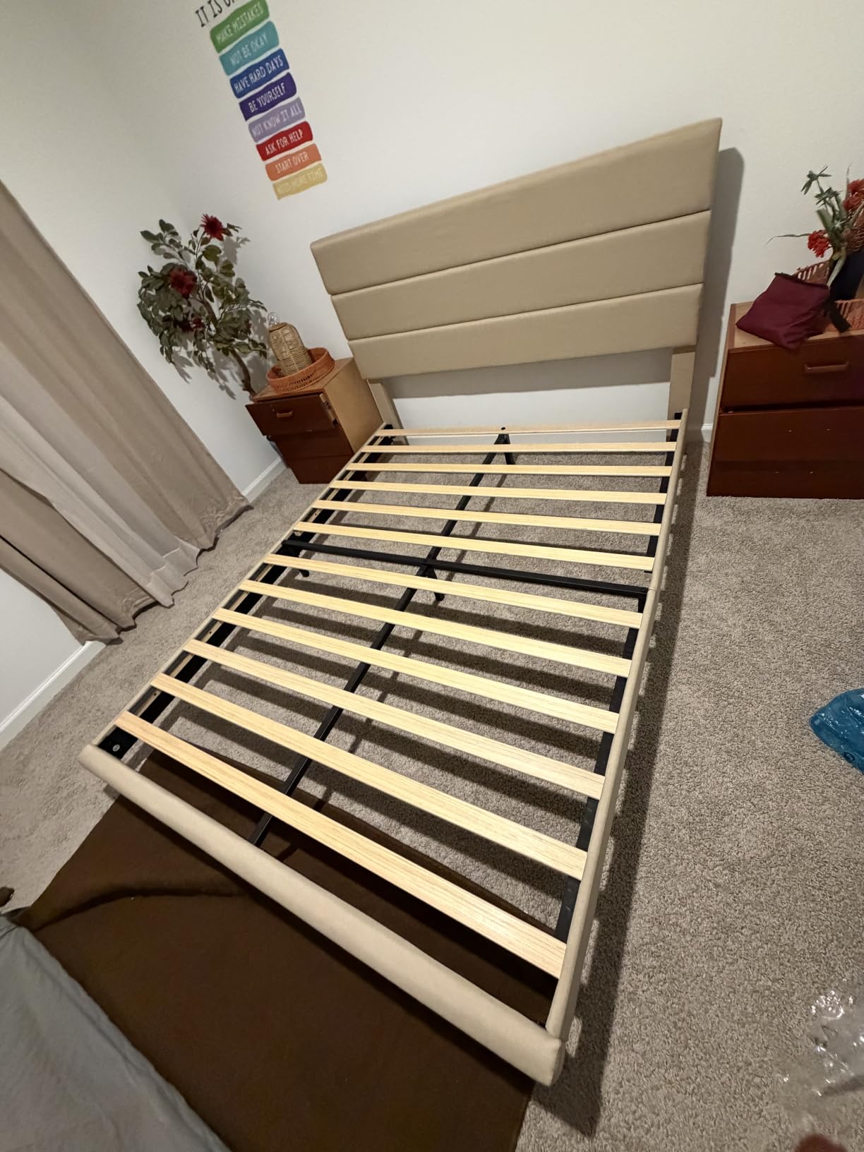 Allewie King Size Platform Bed Frame with Fabric Upholstered Headboard Gray customer photo 1