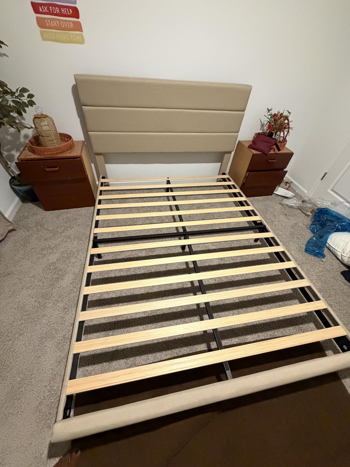 Allewie King Size Platform Bed Frame with Fabric Upholstered Headboard Gray customer photo 2