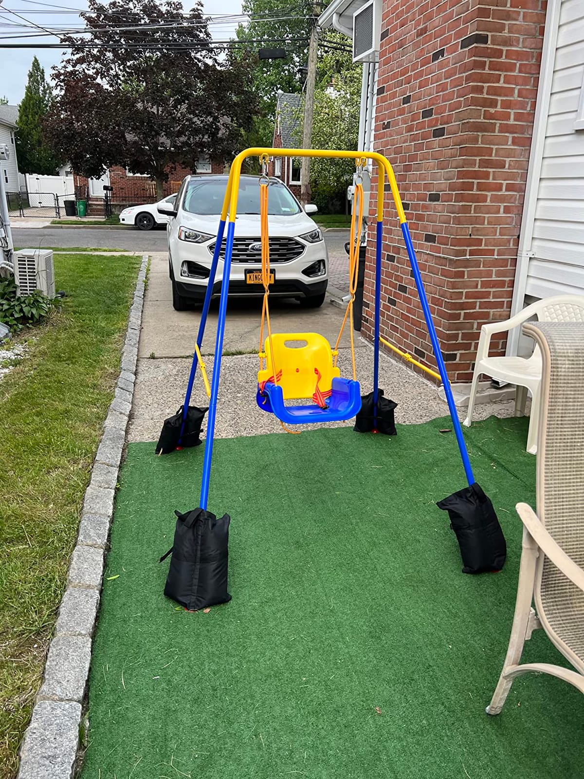 FUNLIO Toddler Swing with Foldable Metal Stand for Toddlers Aged 1~10 Years, 3-in-1 Baby Swing Set with 4 Sandbags for Backyard/Indoor/Outdoor Play, Easy to Assemble & Store customer photo 1