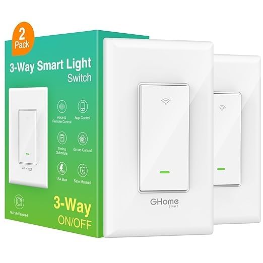 GHome Smart Switch, 3 Way Wi-Fi Light Switch Compatible with Alexa and Google Home, 2.4GHz Schedule Timer, Neutral Wire Required, 3-Way Installation, FCC Listed (4-Pack), White customer photo 2