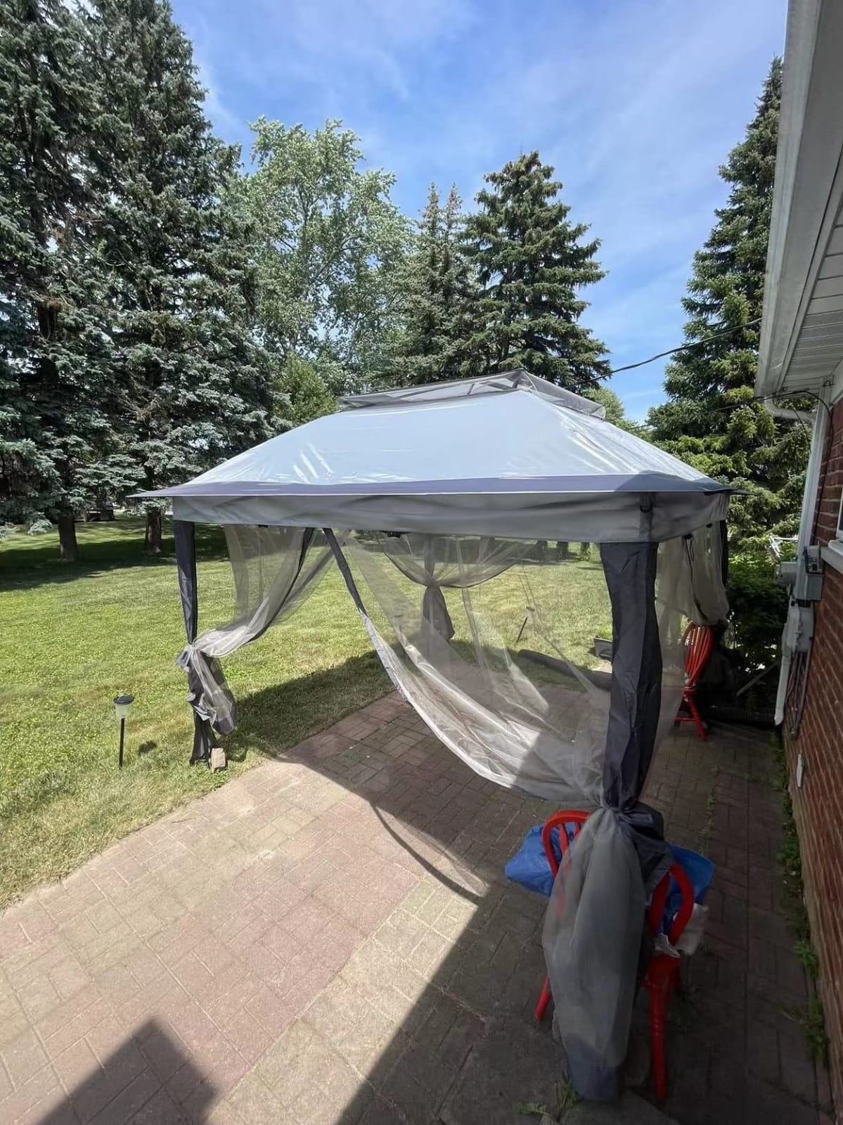 MASTERCANOPY 11x11 ft Pop Up Gazebo with Netting Screen Walls, Brown customer photo 1