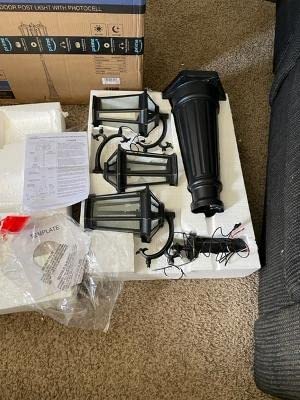 VIANIS Lamp Post Outdoor Lighting Dusk to Dawn, 3-Head Outdoor Post Lights customer photo 1