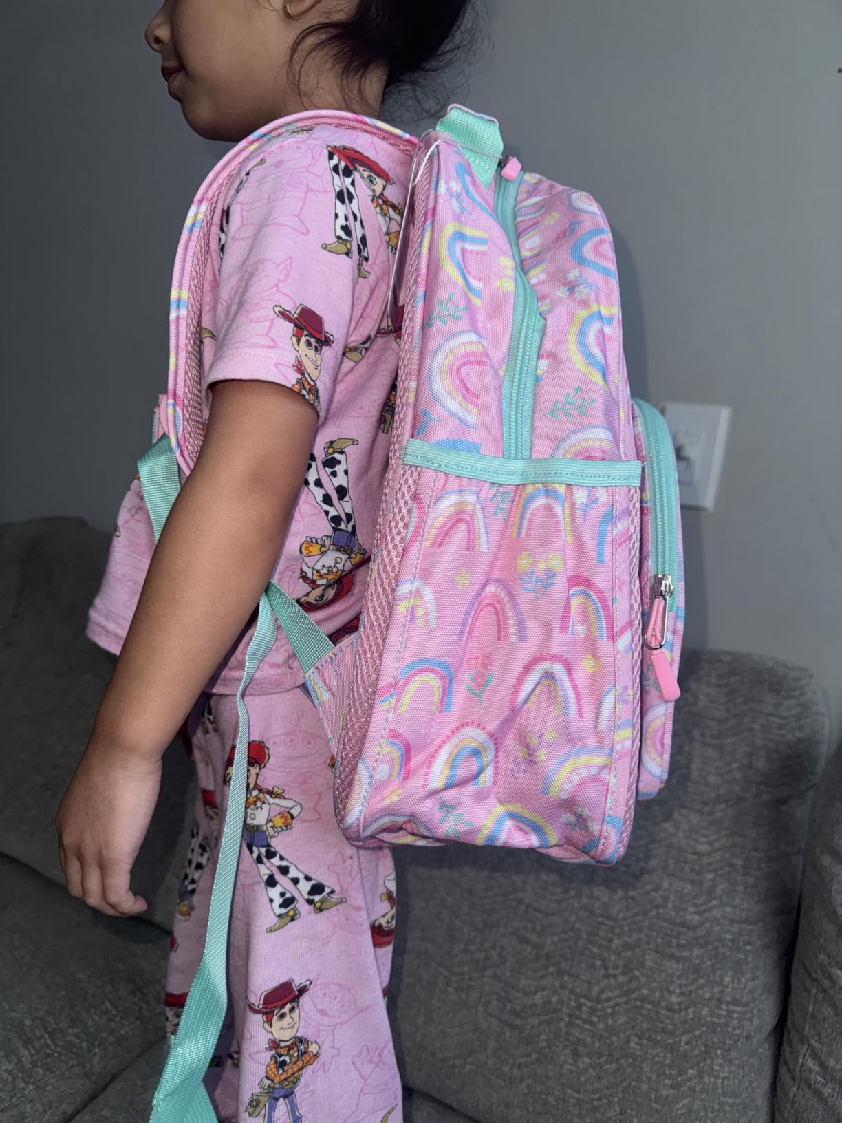 mibasies Girls Backpack 5-8: Lightweight Kids Backpacks for Girls - Girl Bookbag for Elementary School - Rainbow Pink customer photo 2